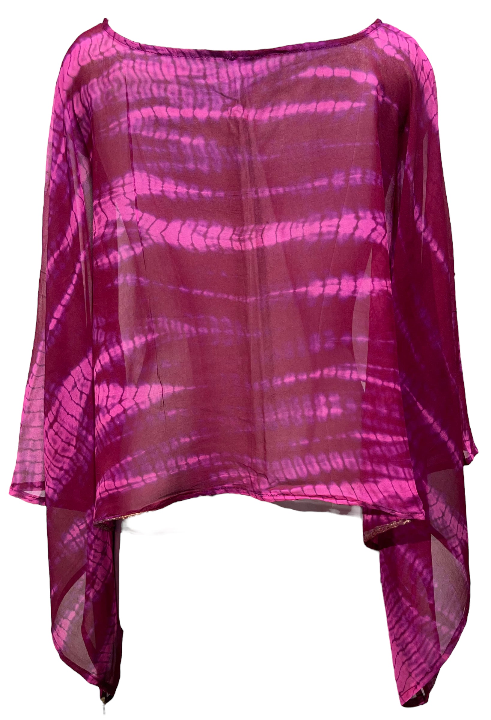 PRG4586 Sheer Avatar Pure Silk Kimono-Sleeved Top