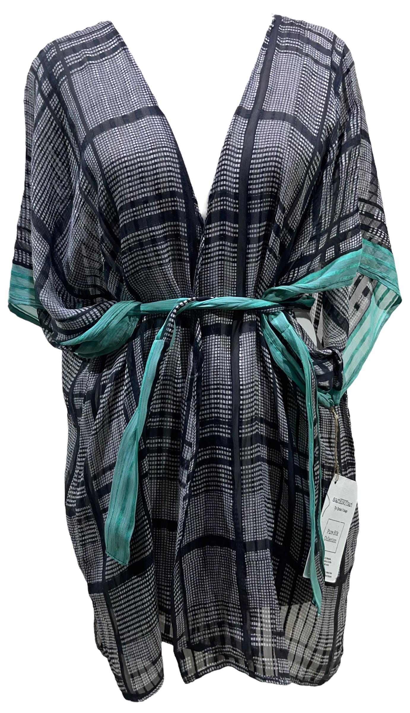 PRG5341 Sheer Avatar Pure Silk Kimono-Sleeved Jacket with Belt