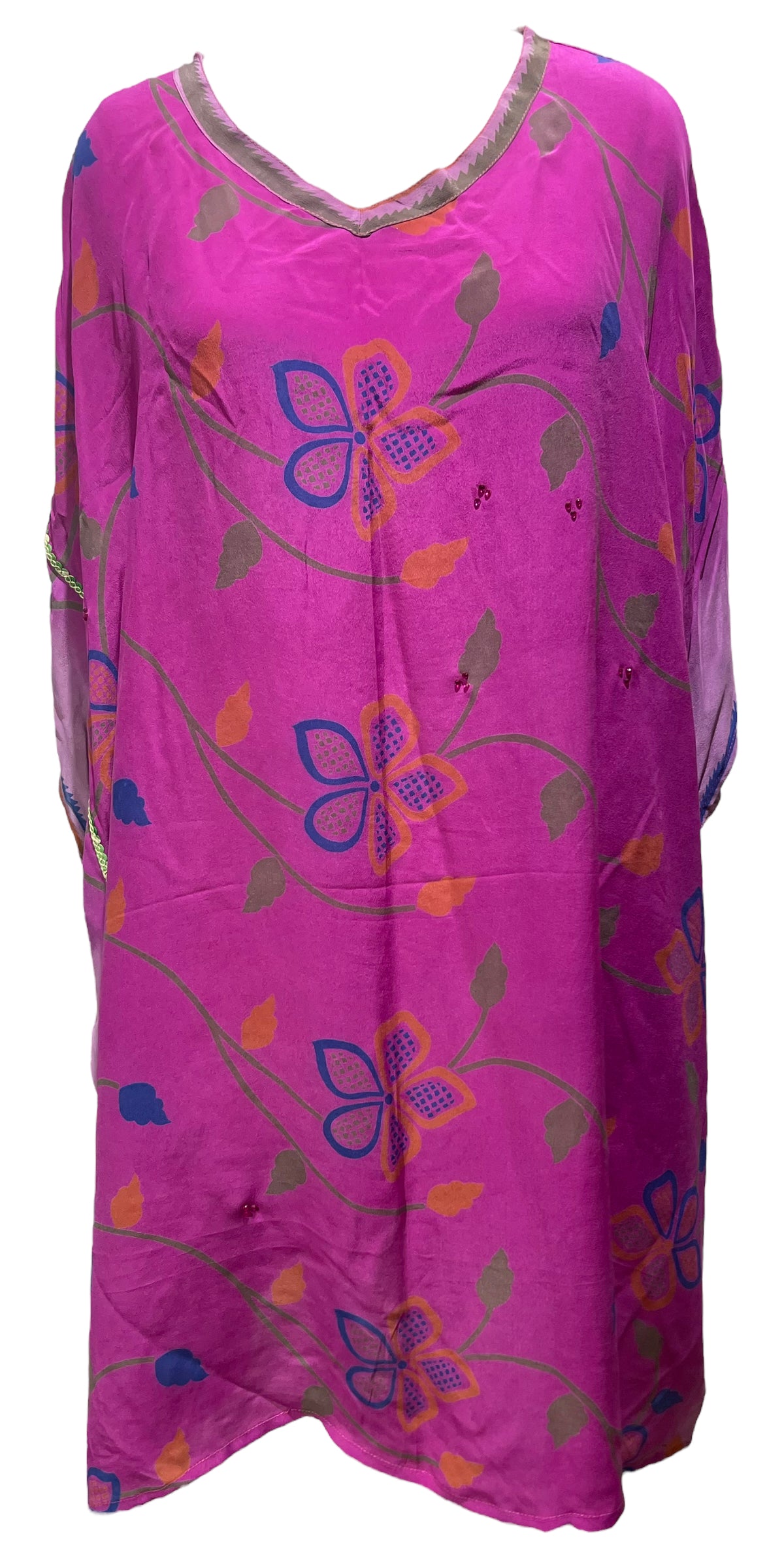 PRC5026 Wabi Sabi Pure Silk Midi Length Kaftan