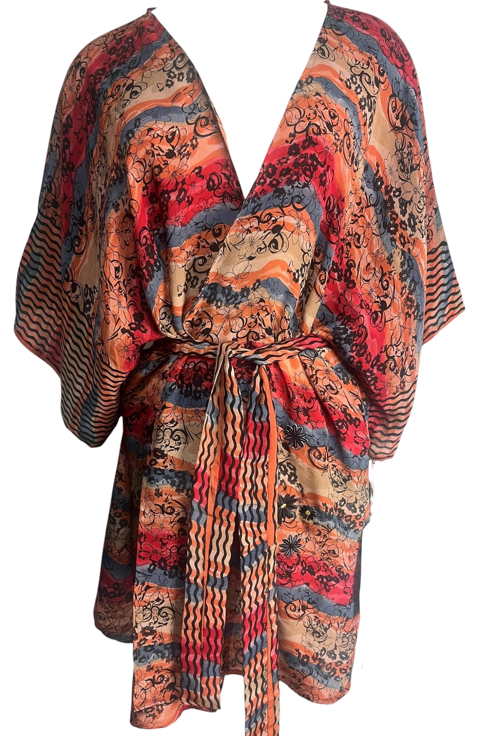 PRC8500 Wabi Sabi Pure Silk Kimono-Sleeved Jacket with Belt