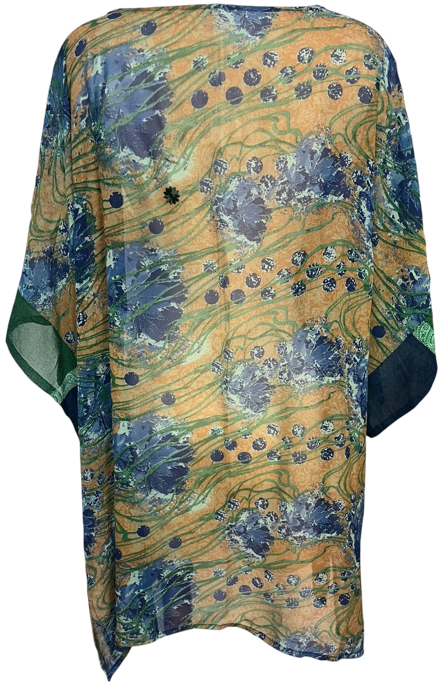 PRG8526 Sheer Wabi Sabi Pure Silk Kimono-Sleeved Jacket with Belt