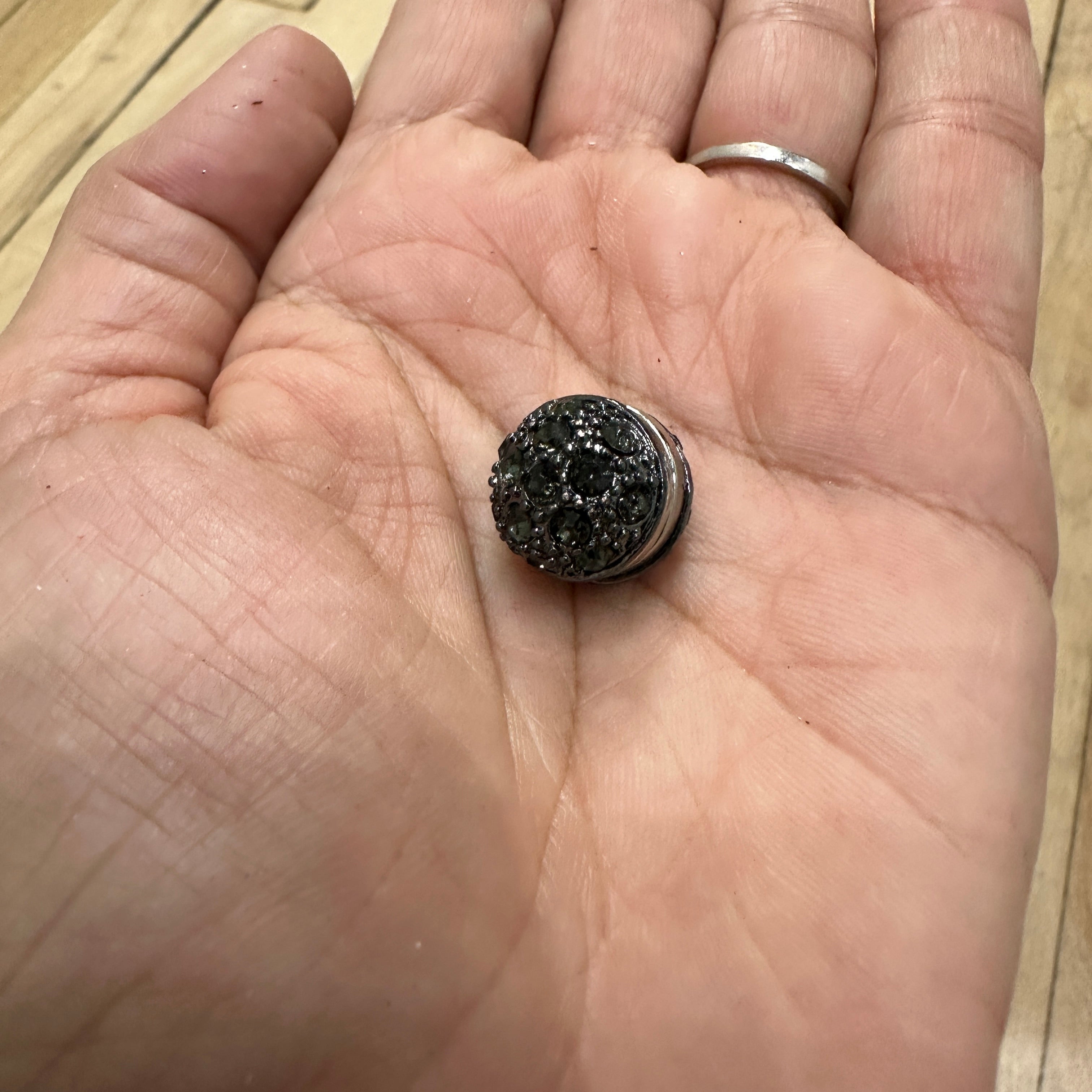 Black and Gunmetal Rhinestone Magnetic Button