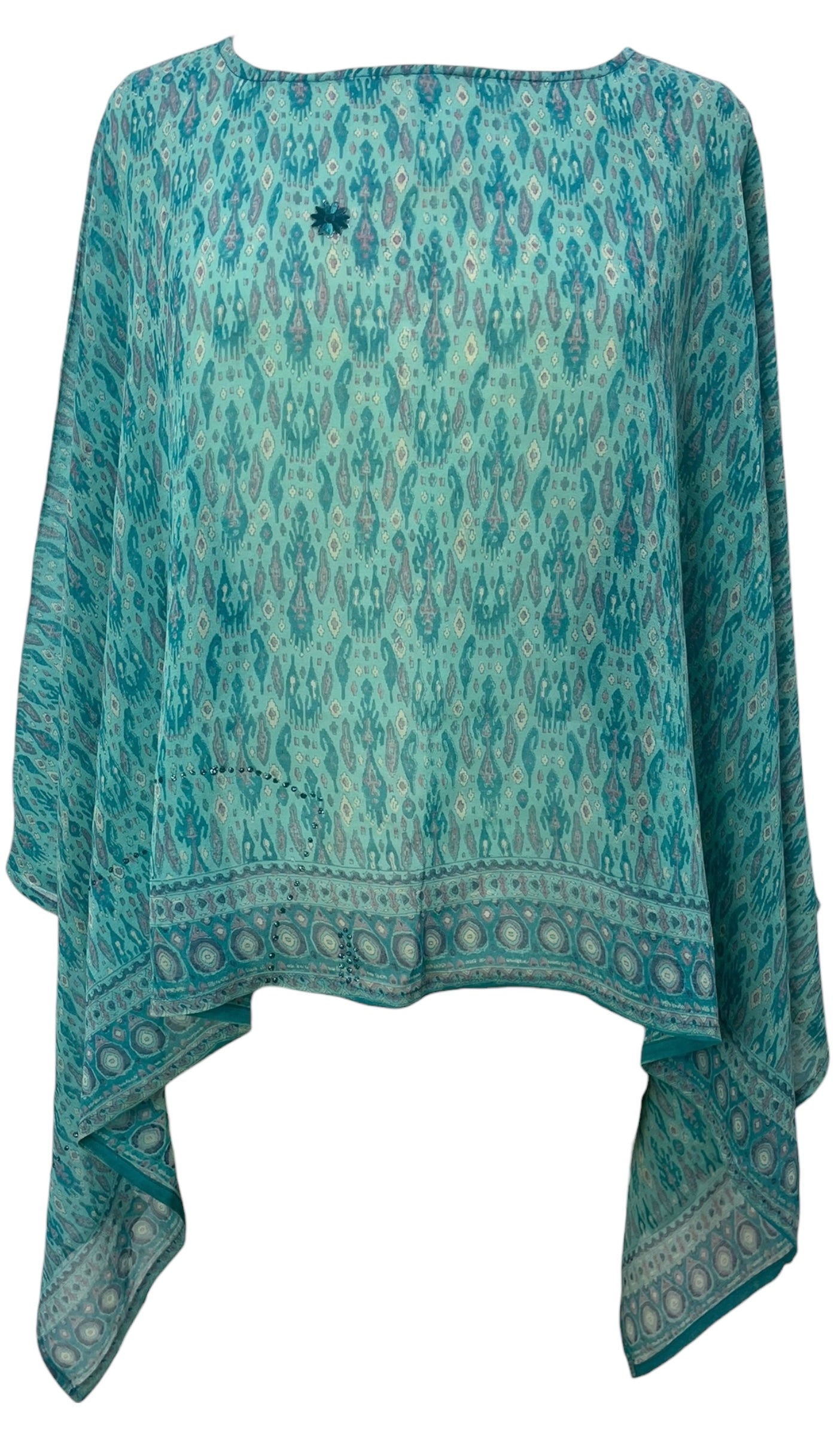 PREVIEW PRG7710 Sheer Pure Silk Wabi Sabi Capelet Poncho by DECEMBER2025 – Handmade ethical Poncho from sariKNOTsari using upcycled silk. Designed in Canada for travel and slow fashion, loved from Toronto to LA to Sydney.