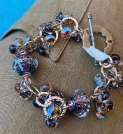Brown and Copper Lampwork Glass Bracelet