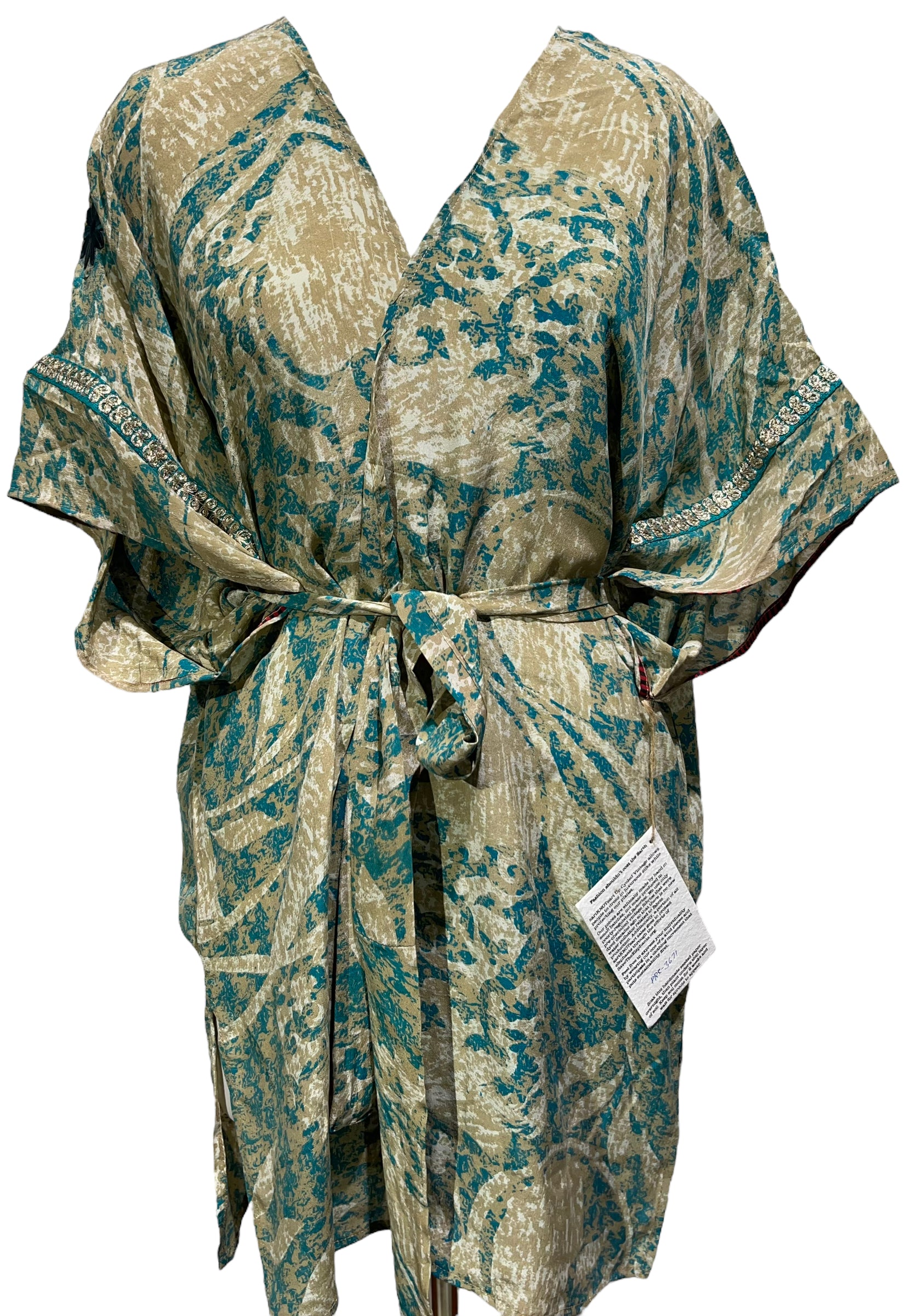 PRC3671 Avatar Pure Silk Kimono-Sleeved Jacket with Belt