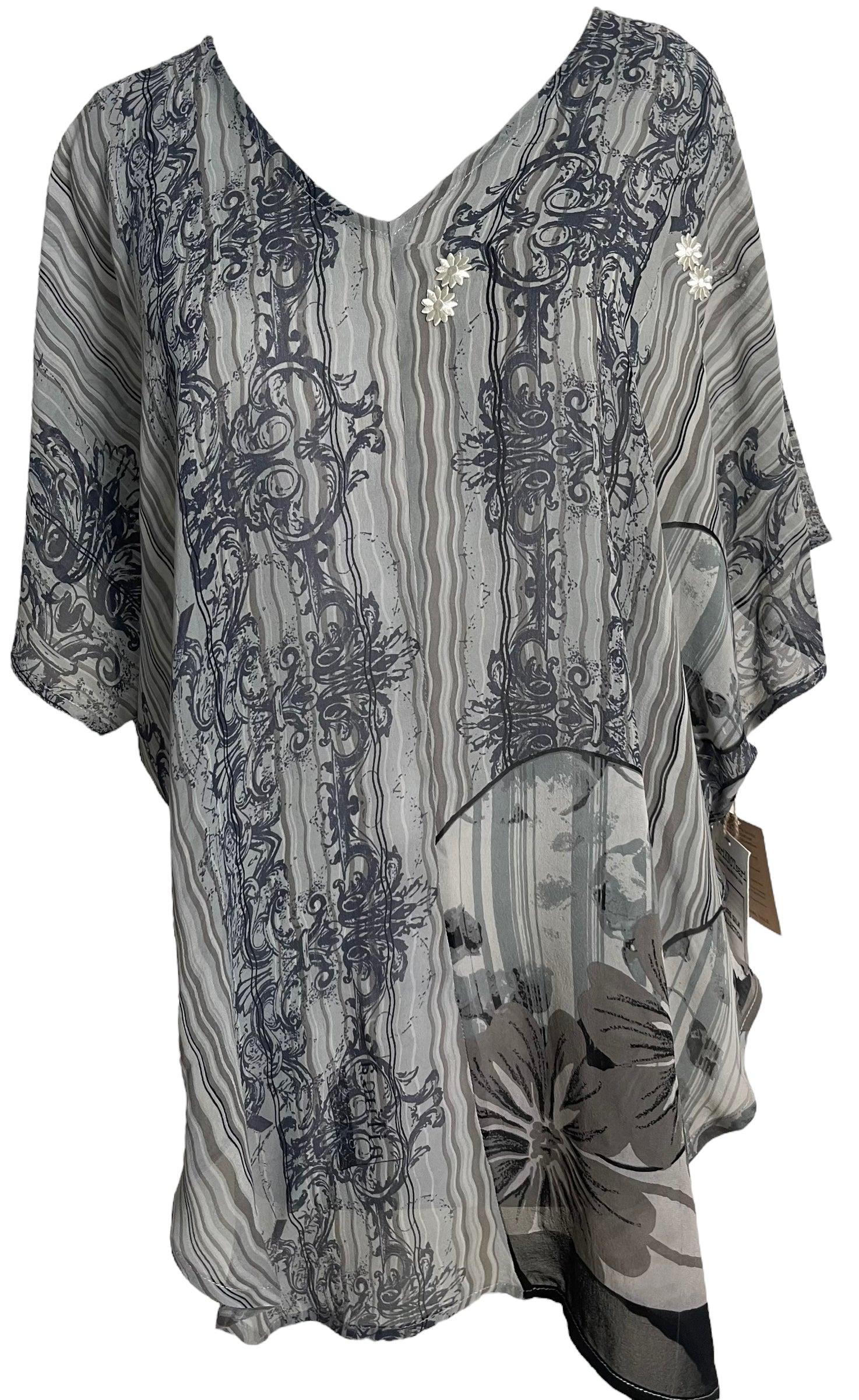 PRG5815 Sheer Wabi Sabi Pure Silk Waterfall Top