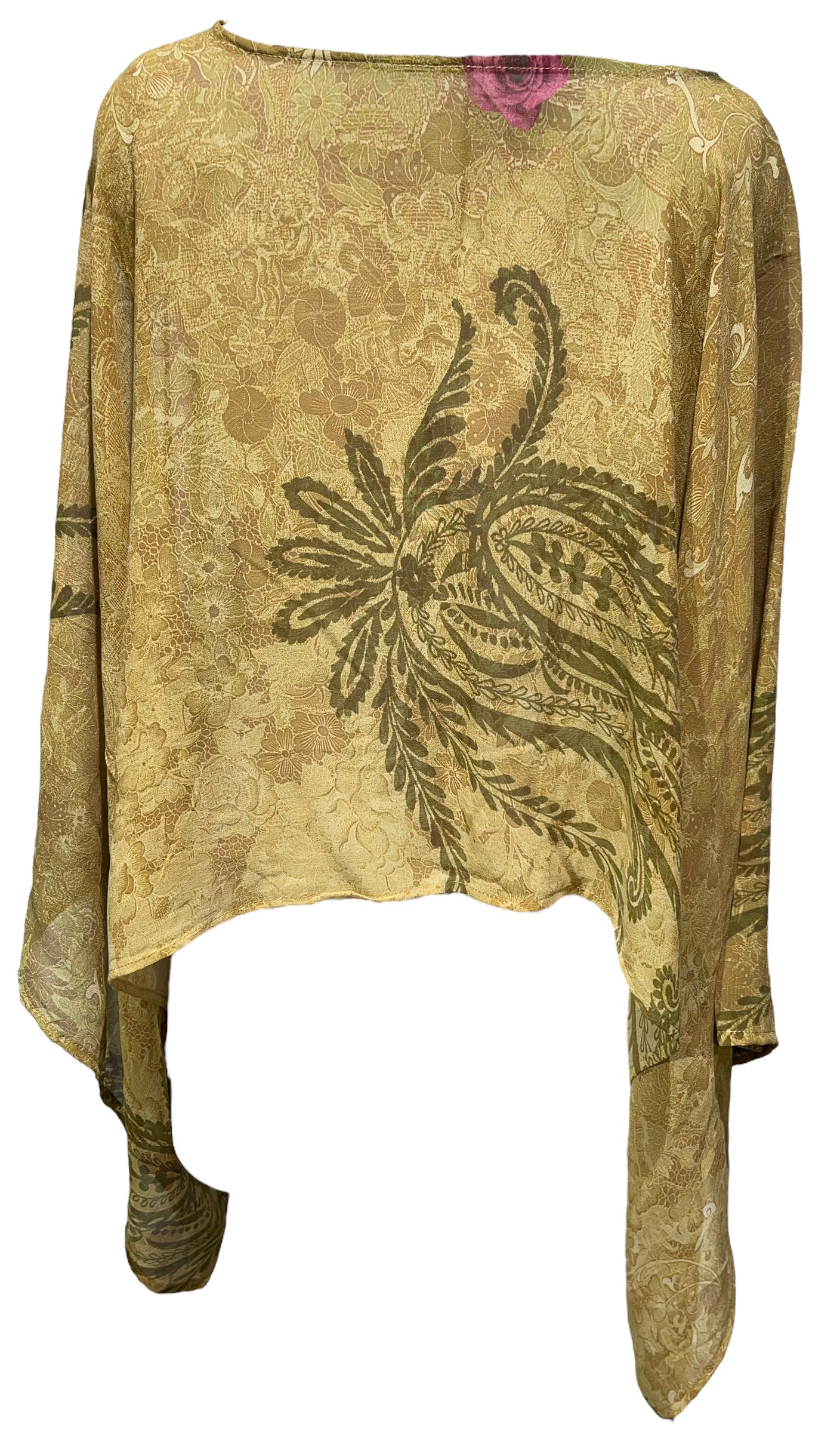 PRG2844 Sheer Avatar Pure Silk Kimono-Sleeved Top