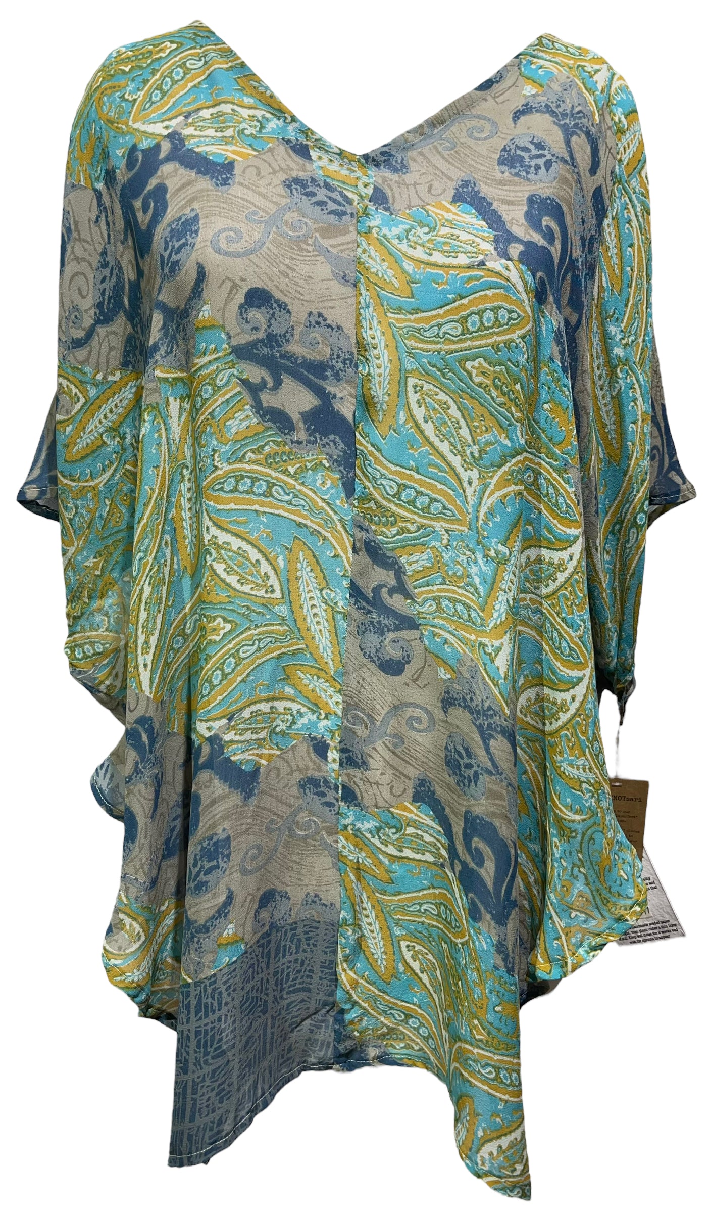 PRG3997 Sheer Wabi Sabi Pure Silk Waterfall Top | sariKNOTsari