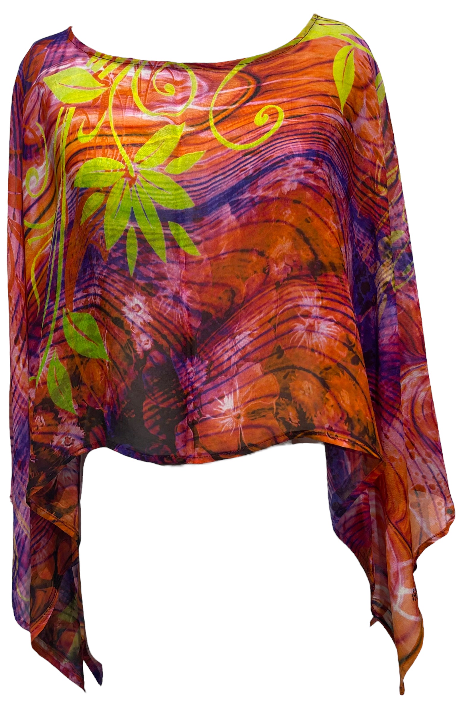 PRG4048 Sheer Avatar Pure Silk Capelet Poncho