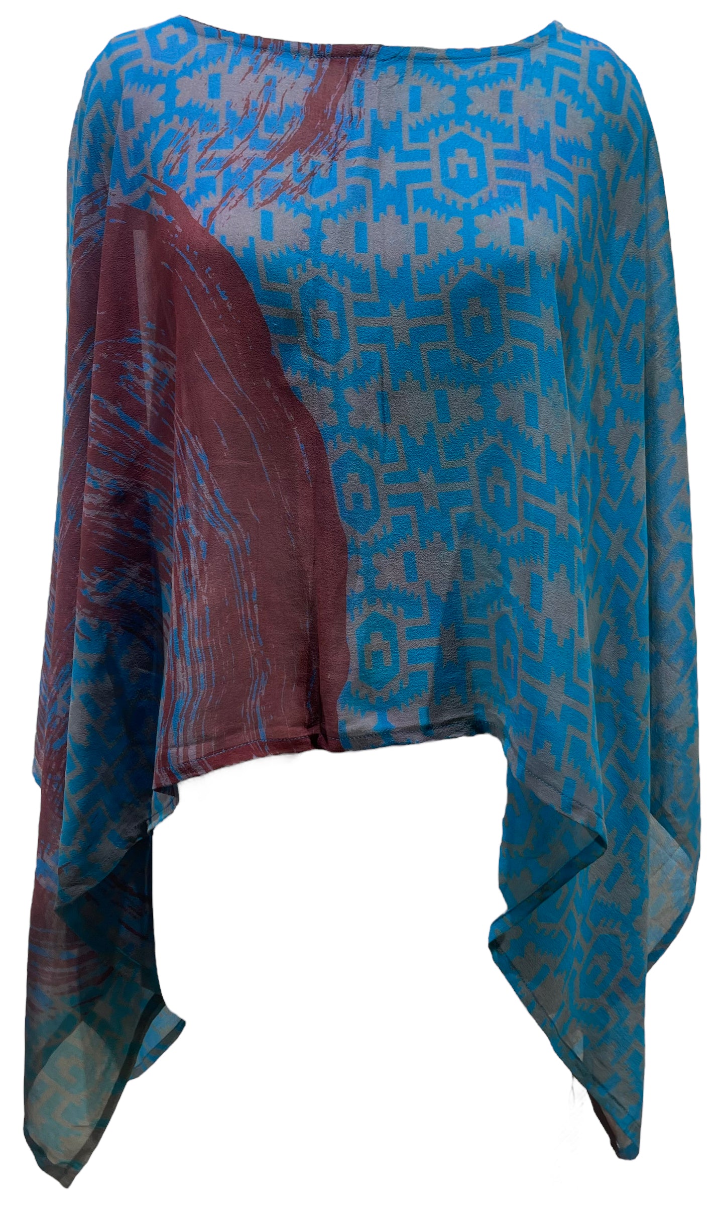 PRG5568 Sheer Avatar Pure Silk Capelet Poncho