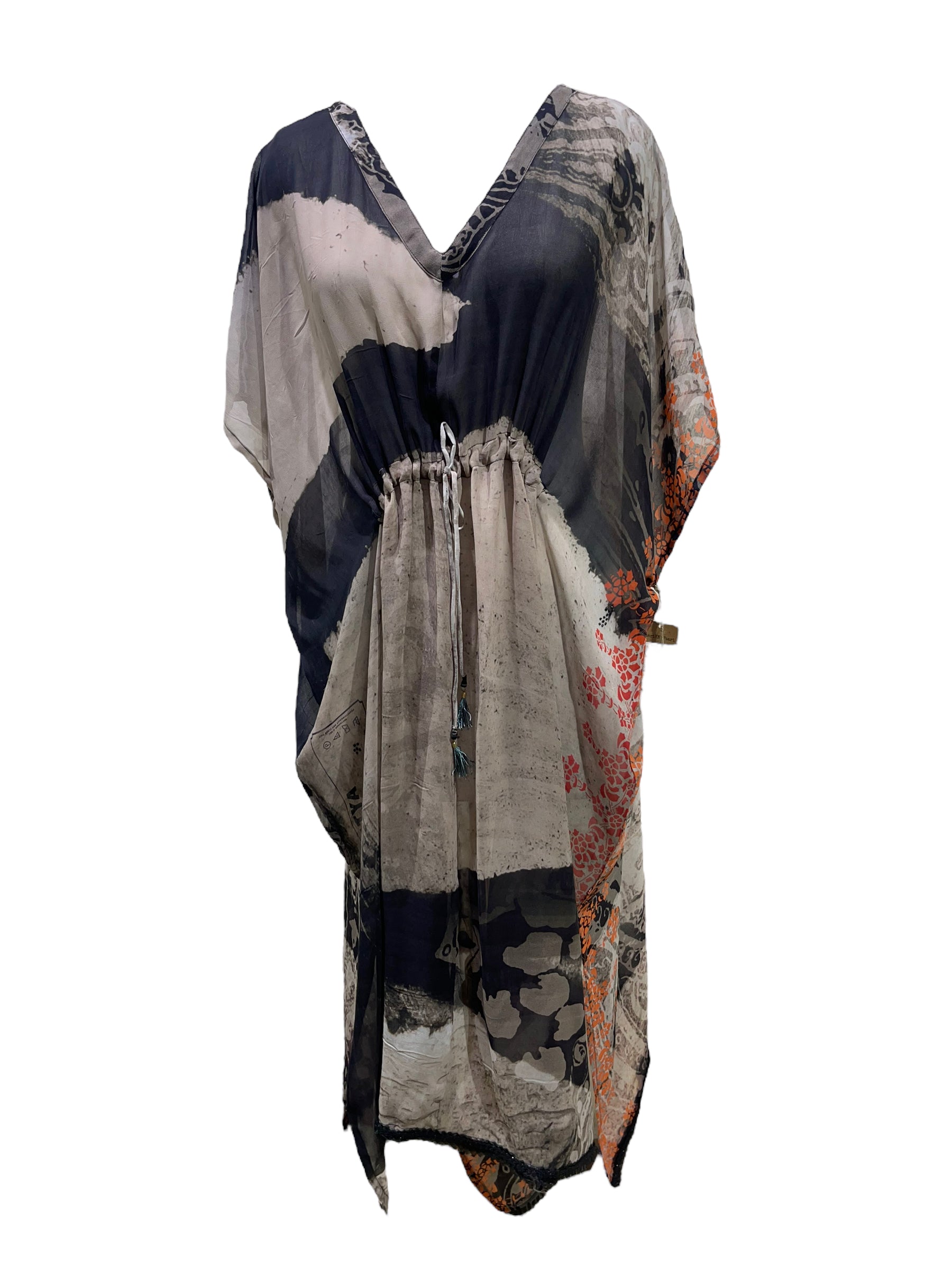 PRG5765 Sheer Wabi Sabi Pure Silk Maxi Kaftan