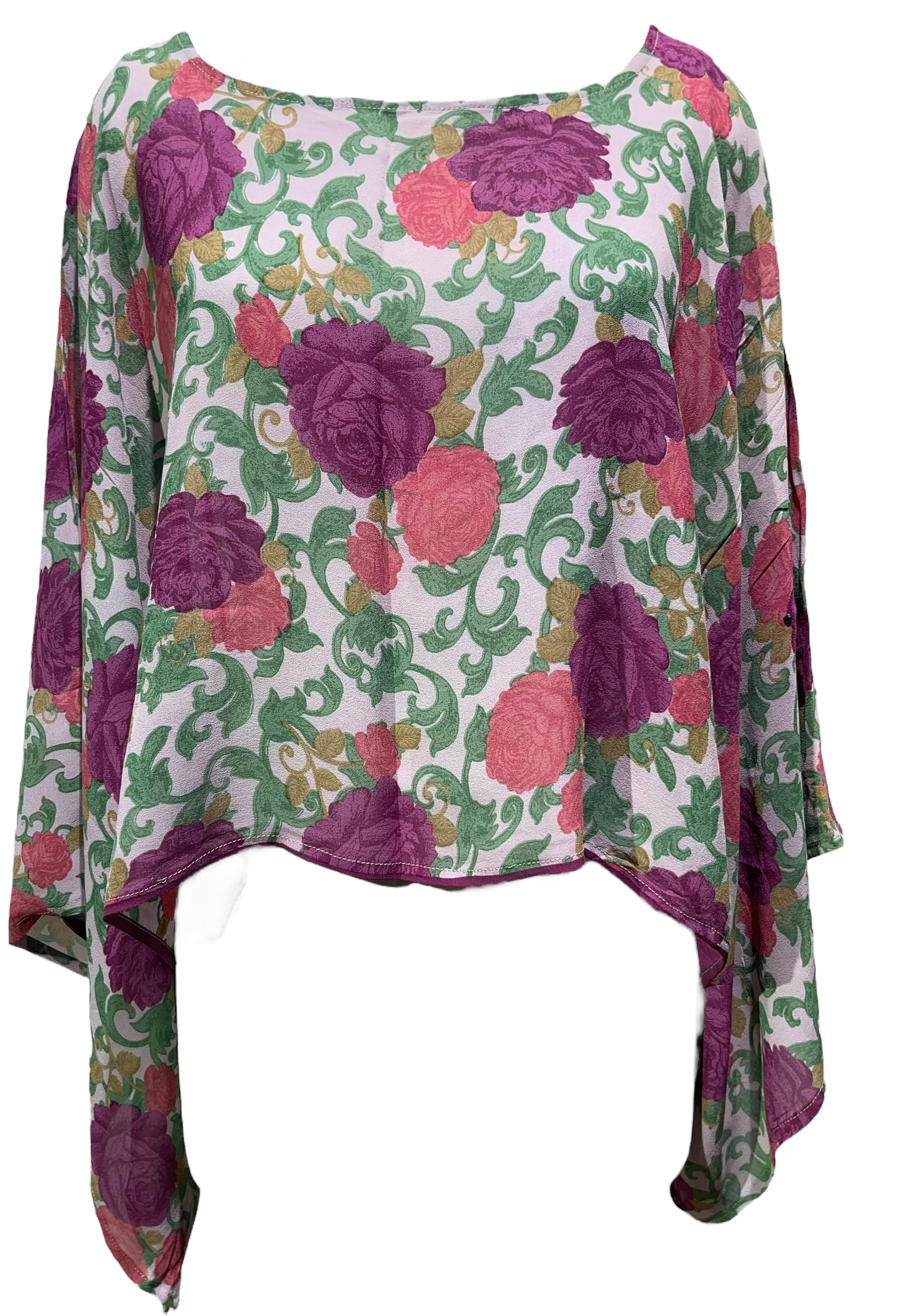 PRG4581  Sheer Avatar Pure Silk Kimono-Sleeved Top