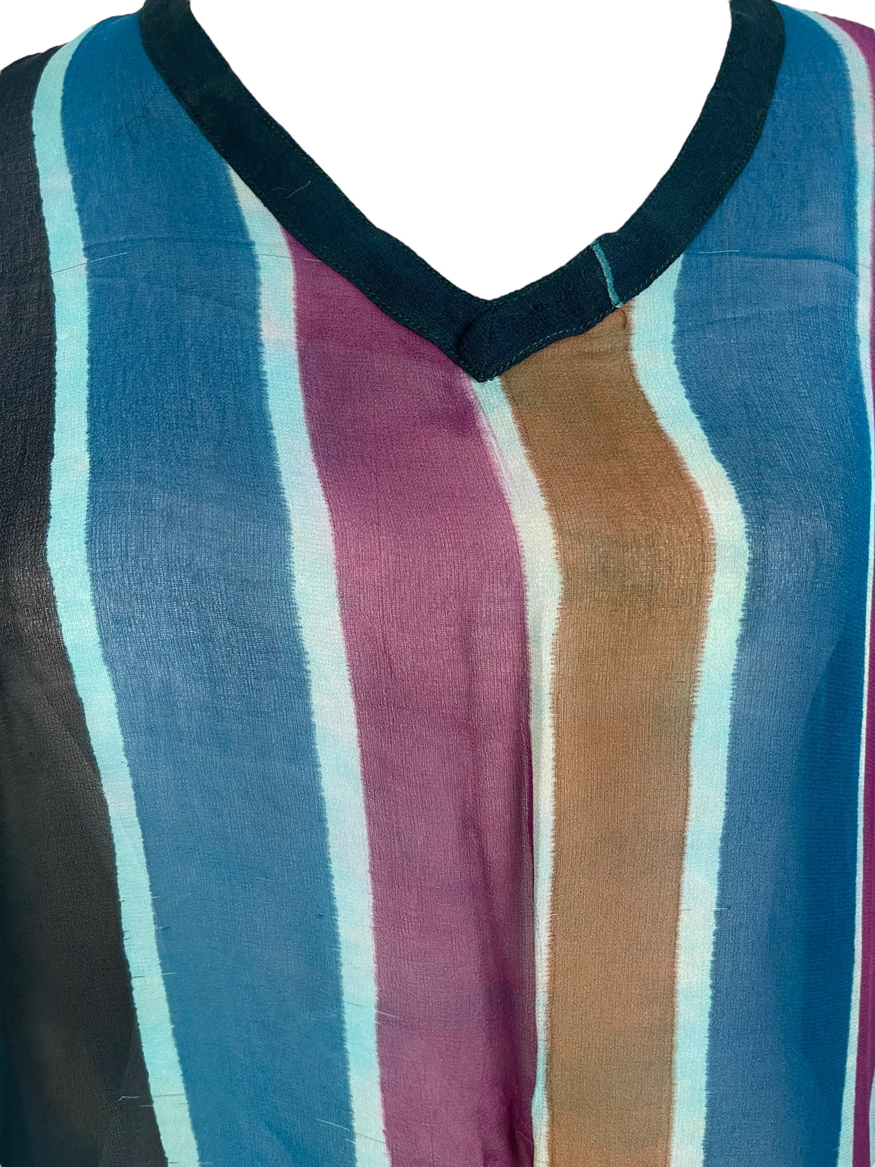 PRG6142 Sheer Wabi Sabi Pure Silk Short Kaftan Tunic without Slits