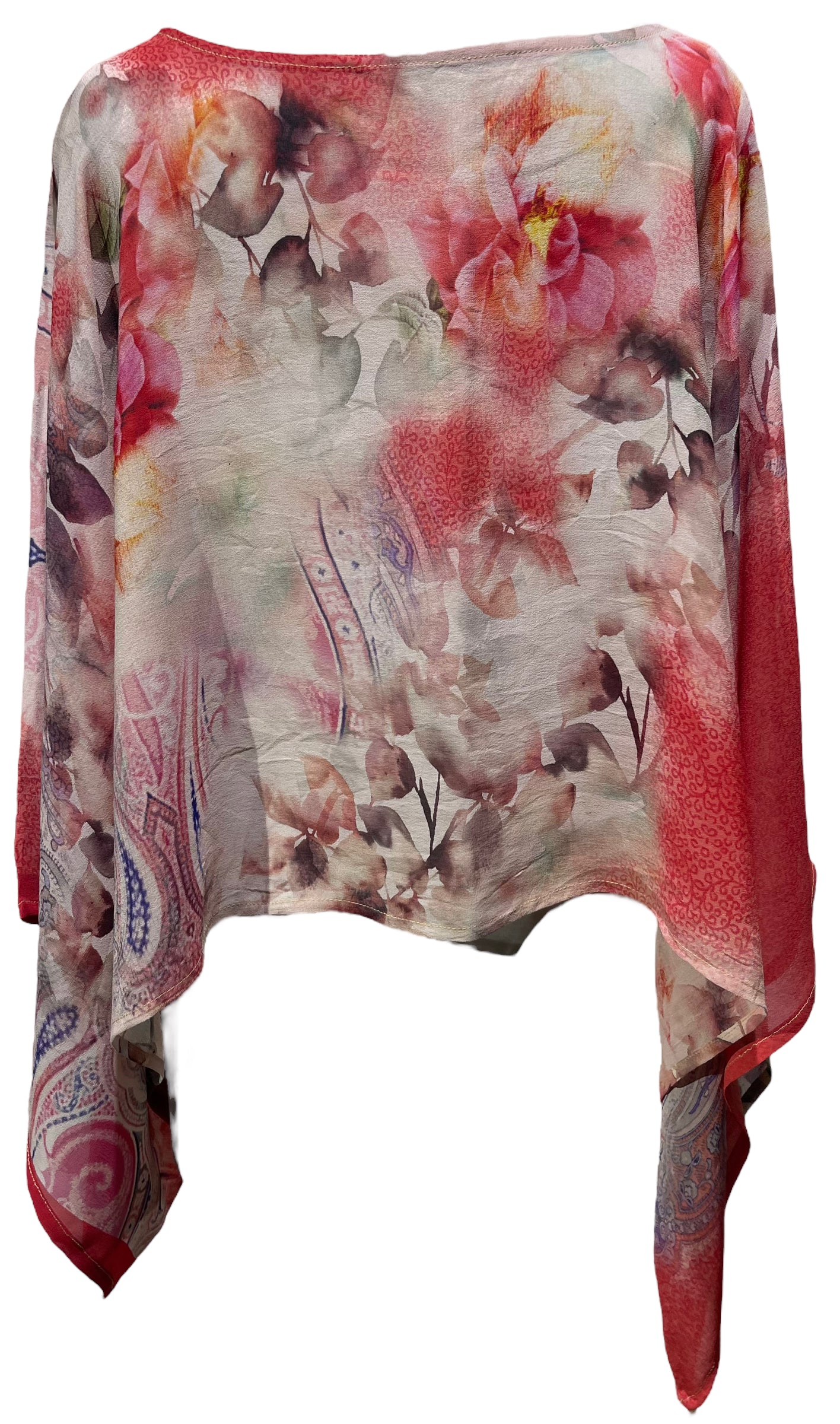 PRG4594 Sheer Avatar Pure Silk Kimono-Sleeved Top