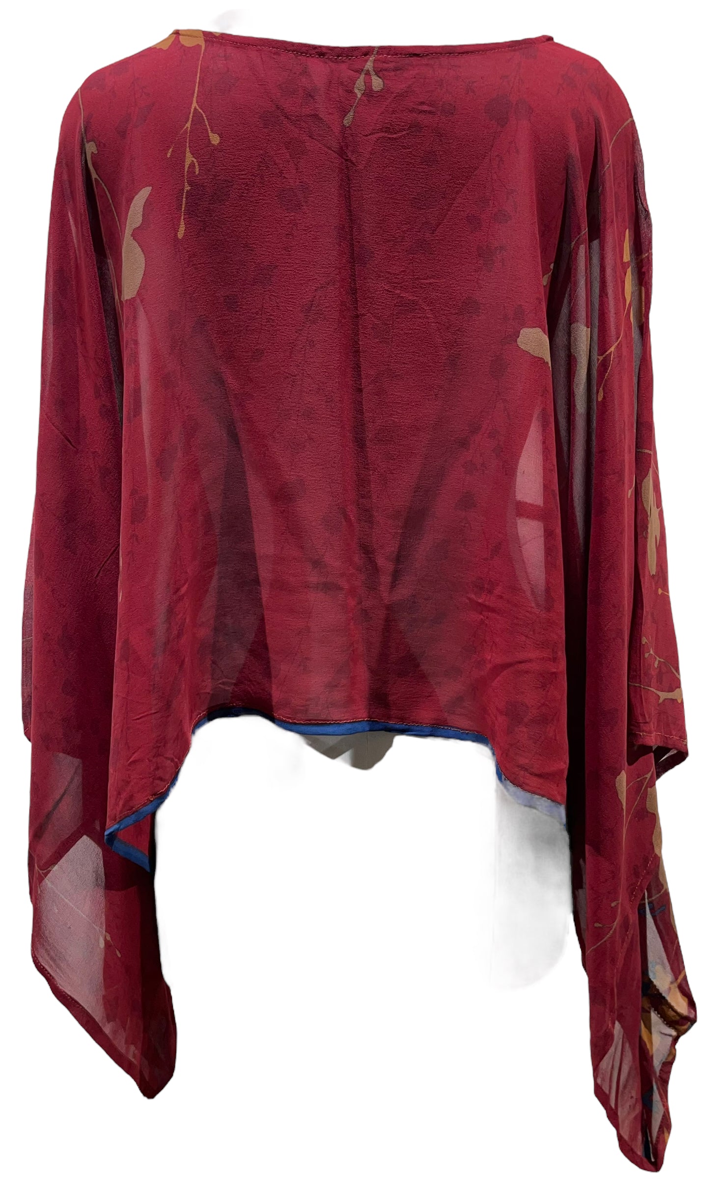 PRG4950  Sheer Avatar Pure Silk Kimono-Sleeved Top