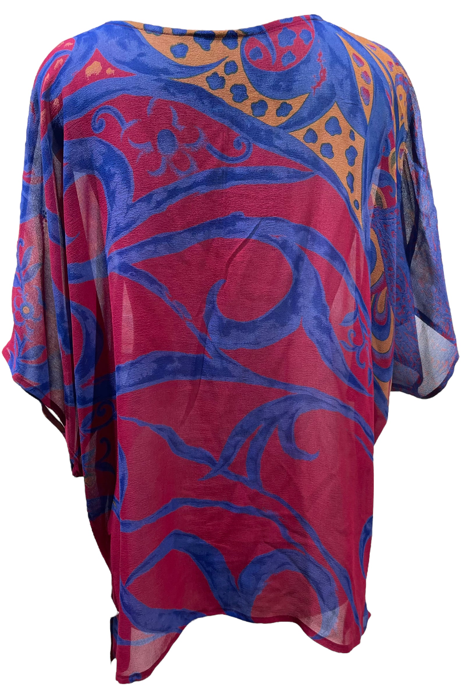 PRG5629 Sheer Wabi Sabi Pure Silk Long Tunic with Side Ties