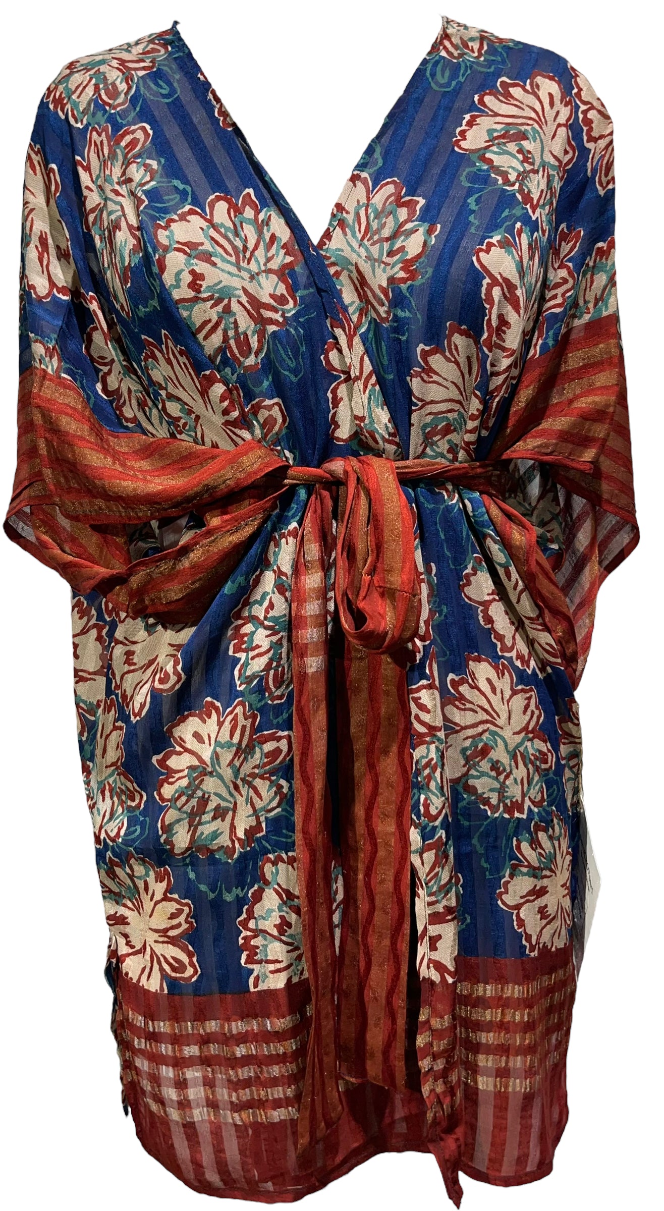 PRG3587 Sheer Avatar Pure Silk Kimono-Sleeved Jacket with Belt