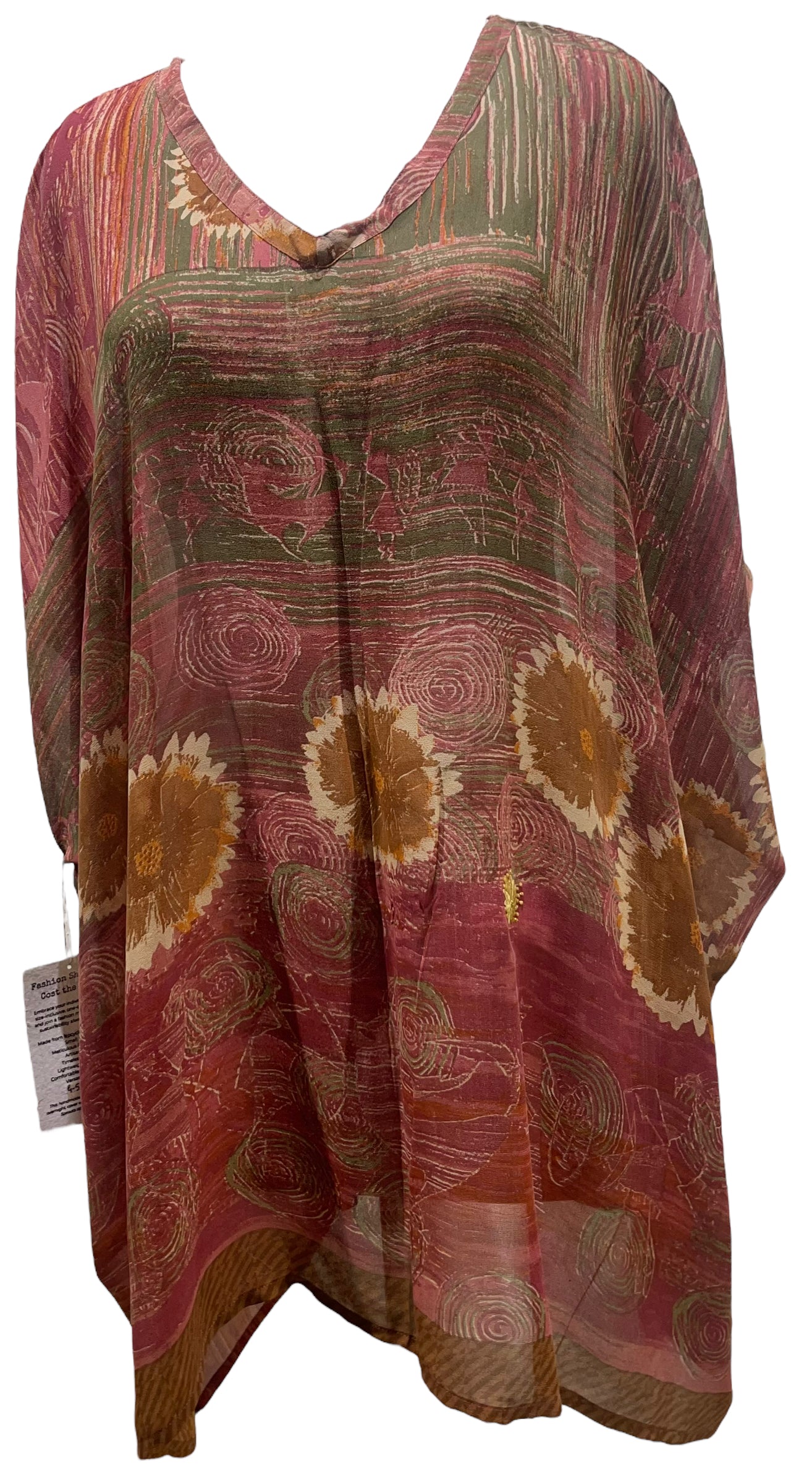 PRG5433 Sheer Avatar Pure Silk Short Kaftan Tunic