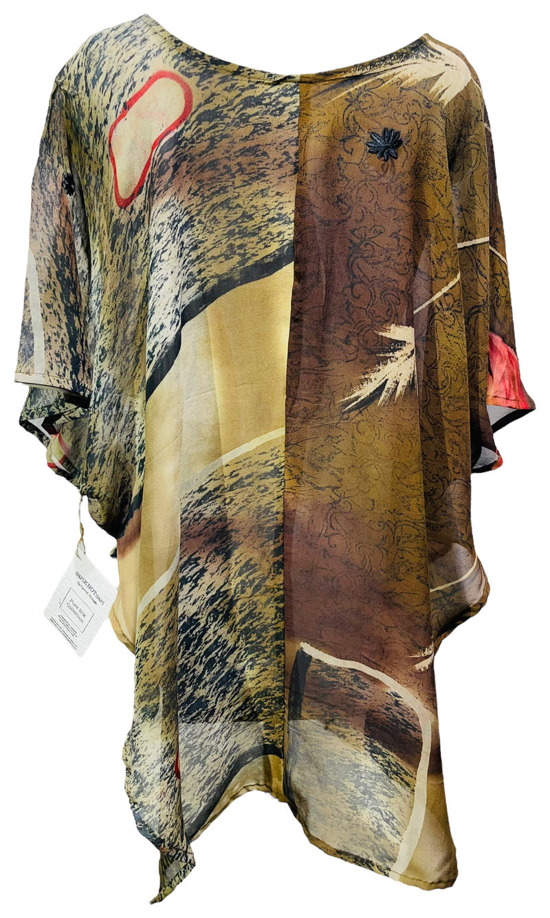 PRG3992 Sheer Avatar Pure Silk Waterfall Top