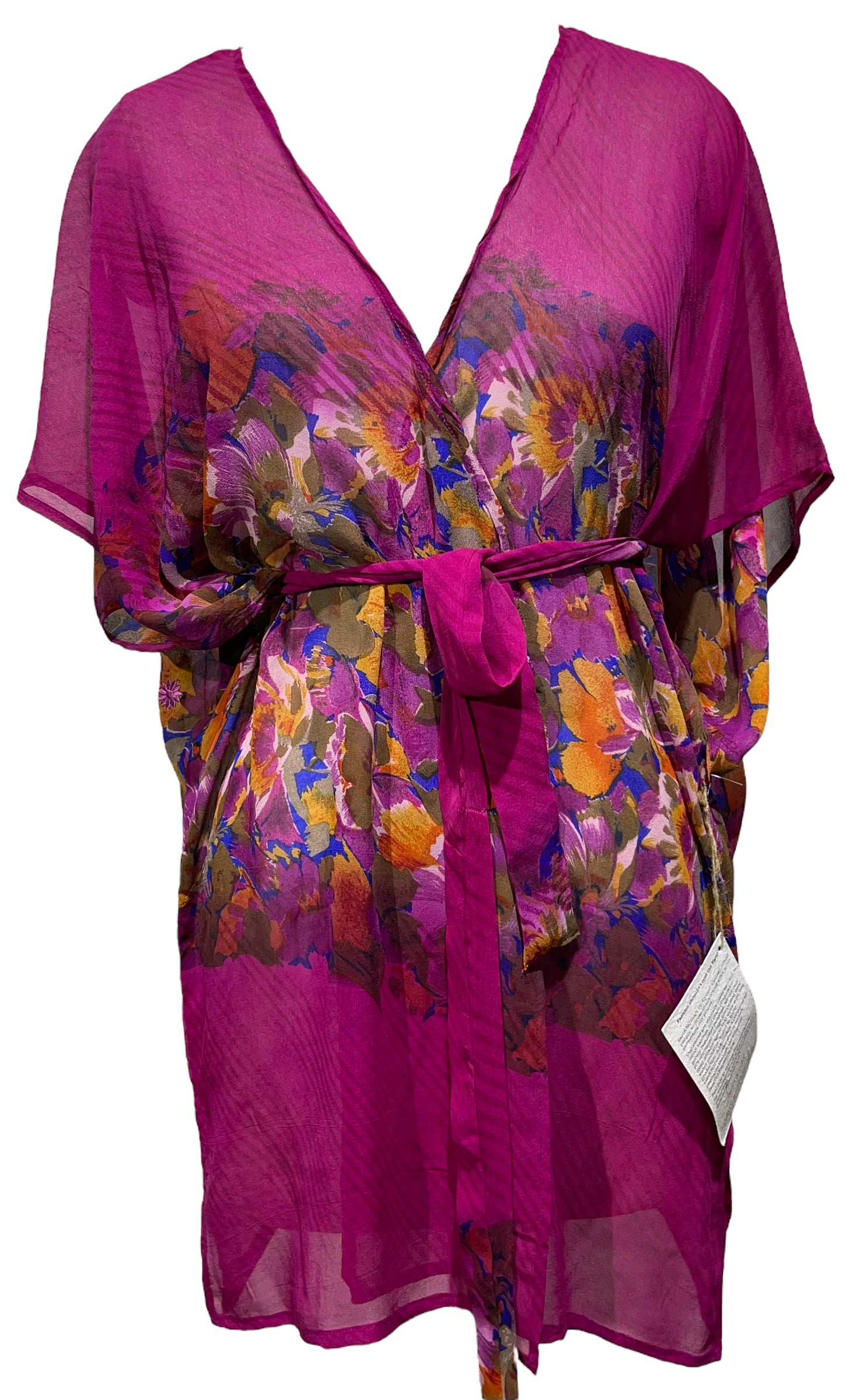 PRG3588 Sheer Avatar Pure Silk Kimono-Sleeved Jacket with Belt