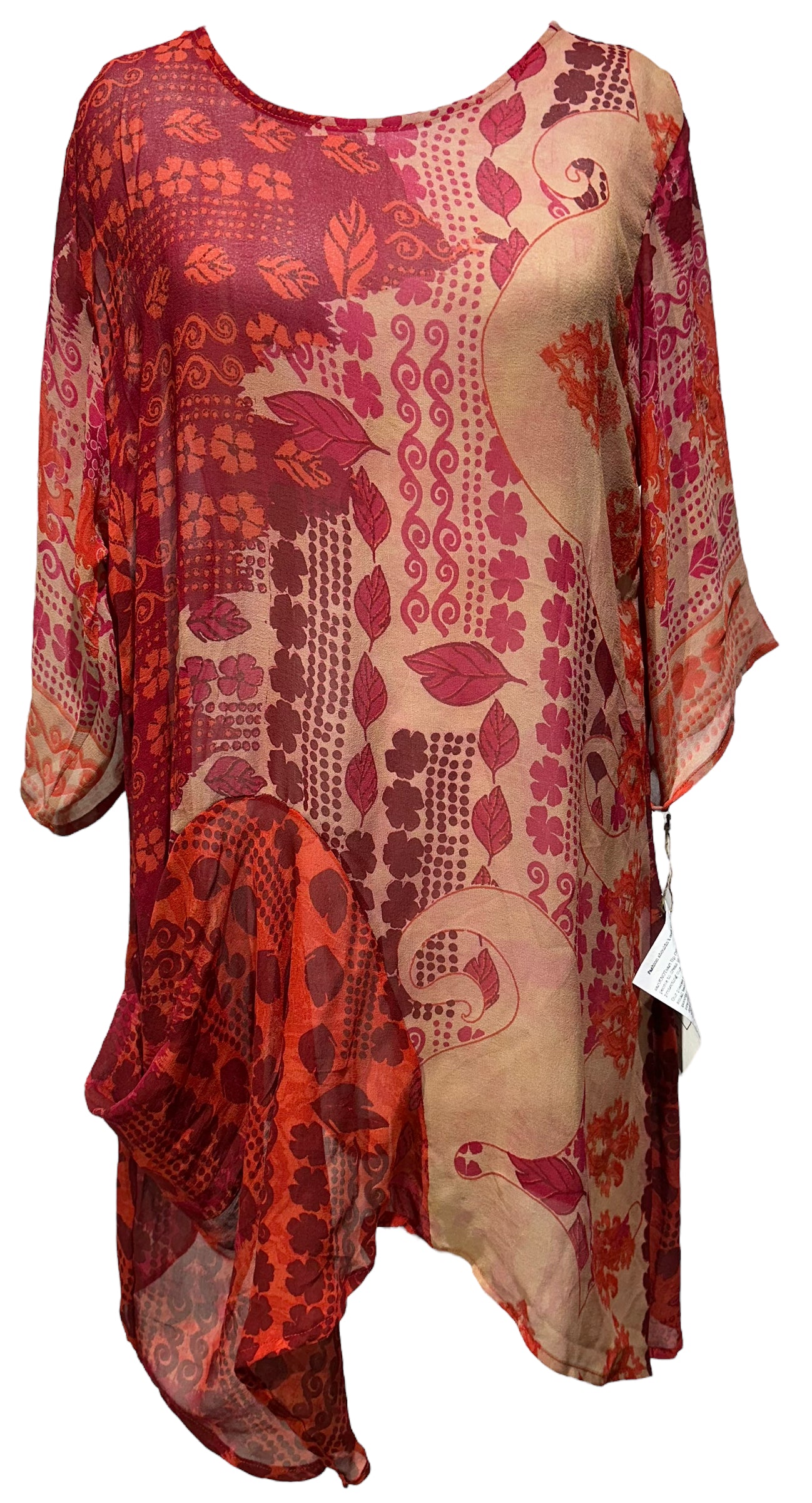 PRG4036 Sheer Avatar Pure Silk Self Pocket Tunic Dress