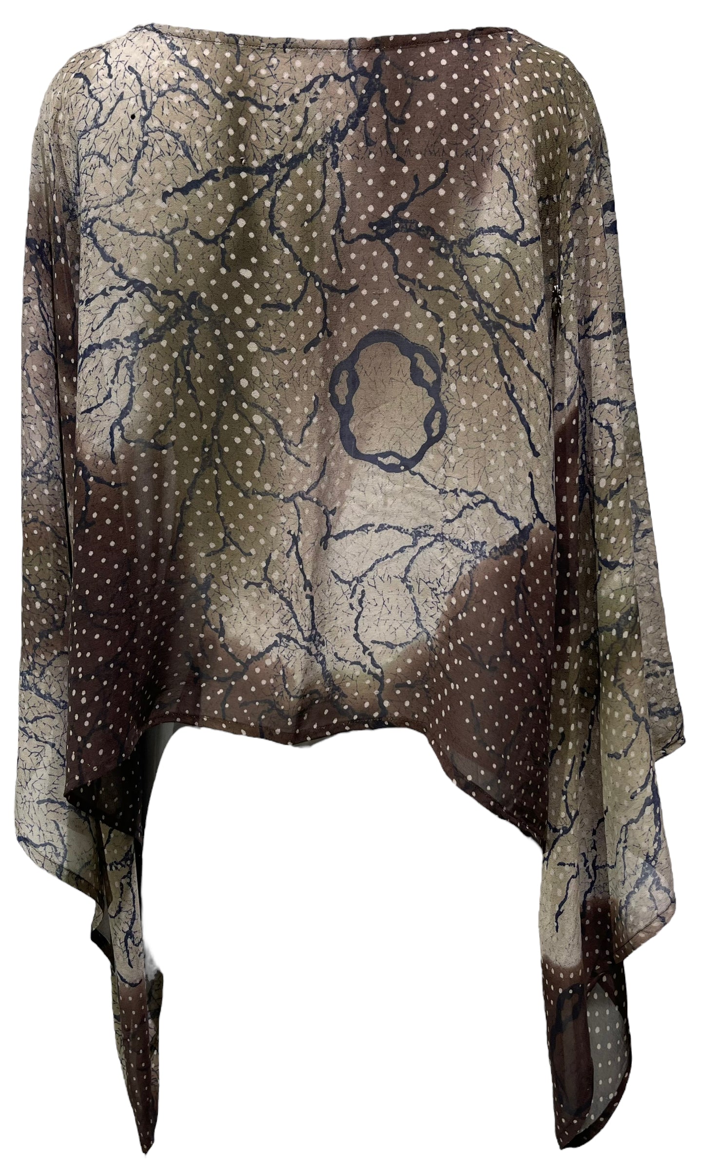 PRG3868 Sheer Avatar Pure Silk Kimono-Sleeved Top
