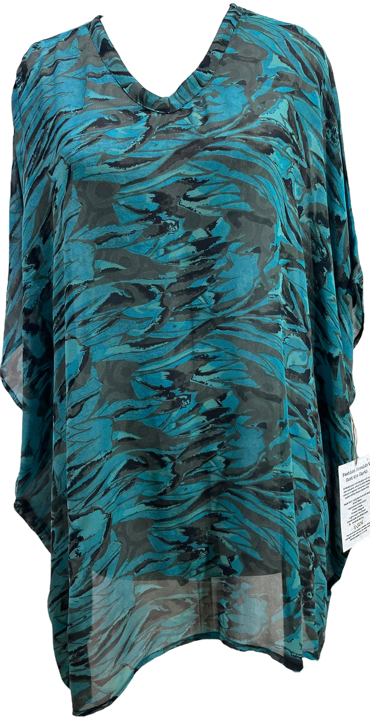 PRG5676 Sheer Avatar Pure Silk Short Kaftan Tunic