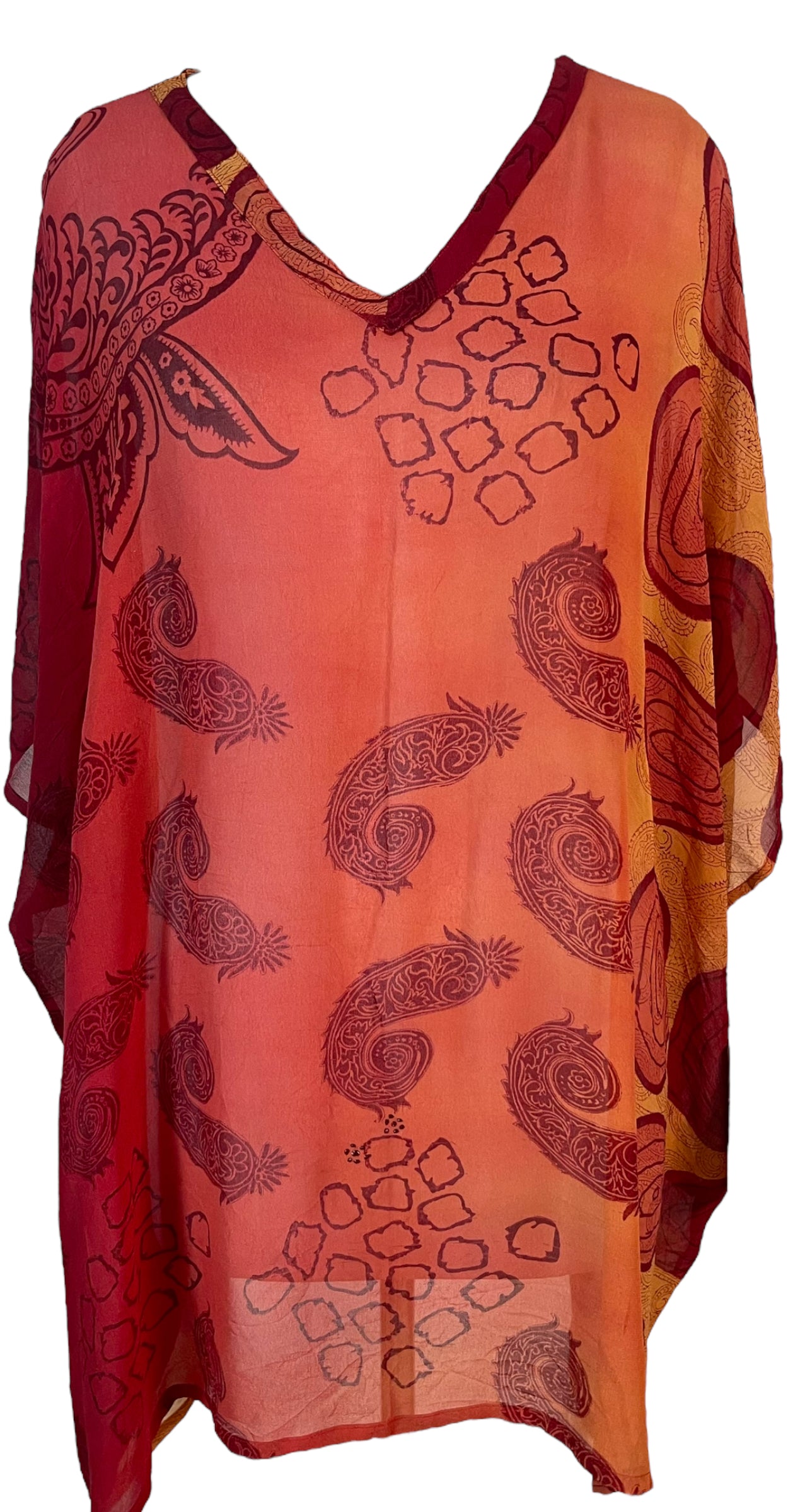 PRG5776 Sheer Wabi Sabi Pure Silk Short Kaftan Tunic