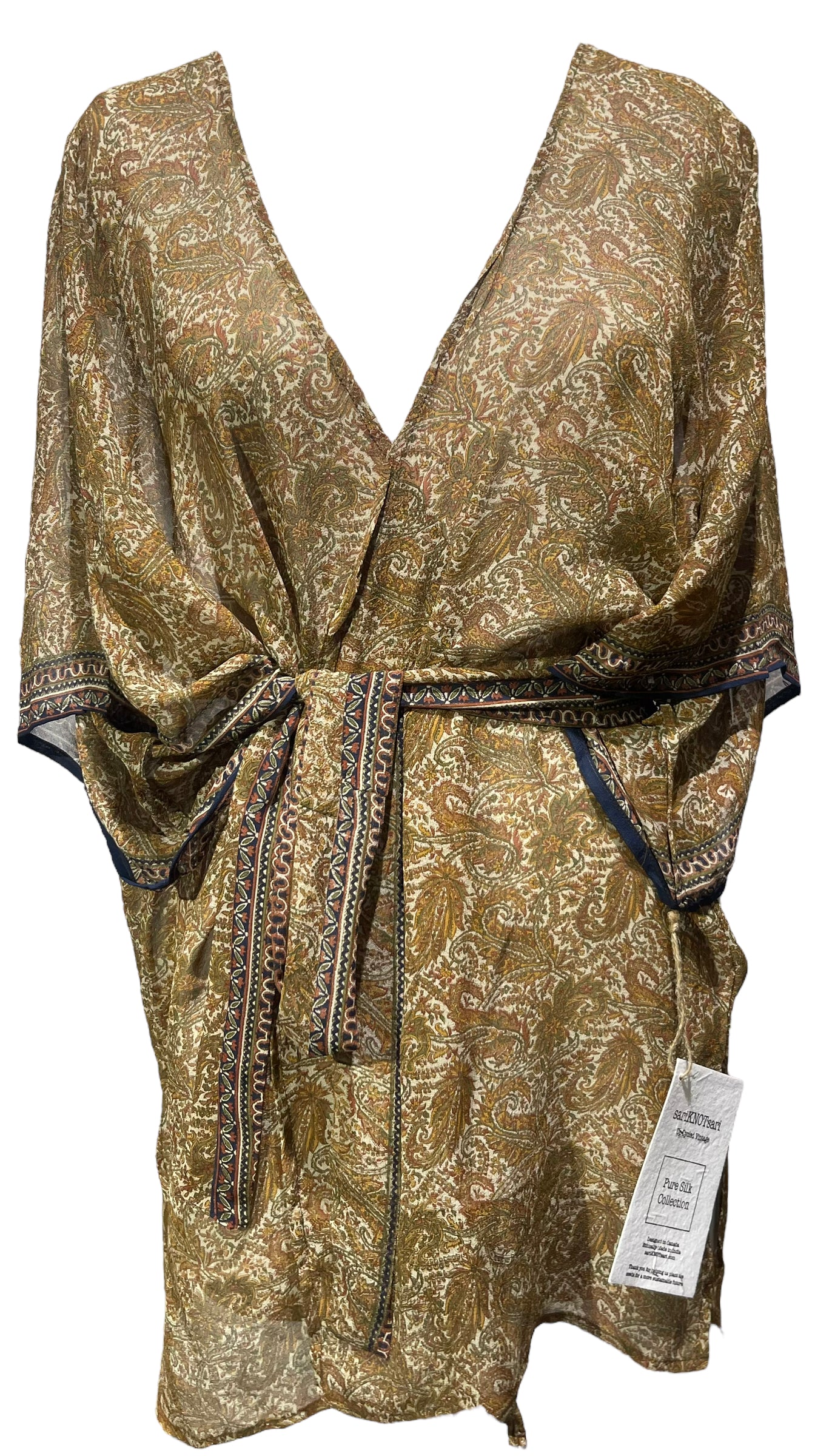 PRG3884 Sheer Nirvana Pure Silk Kimono-Sleeved Jacket with Belt