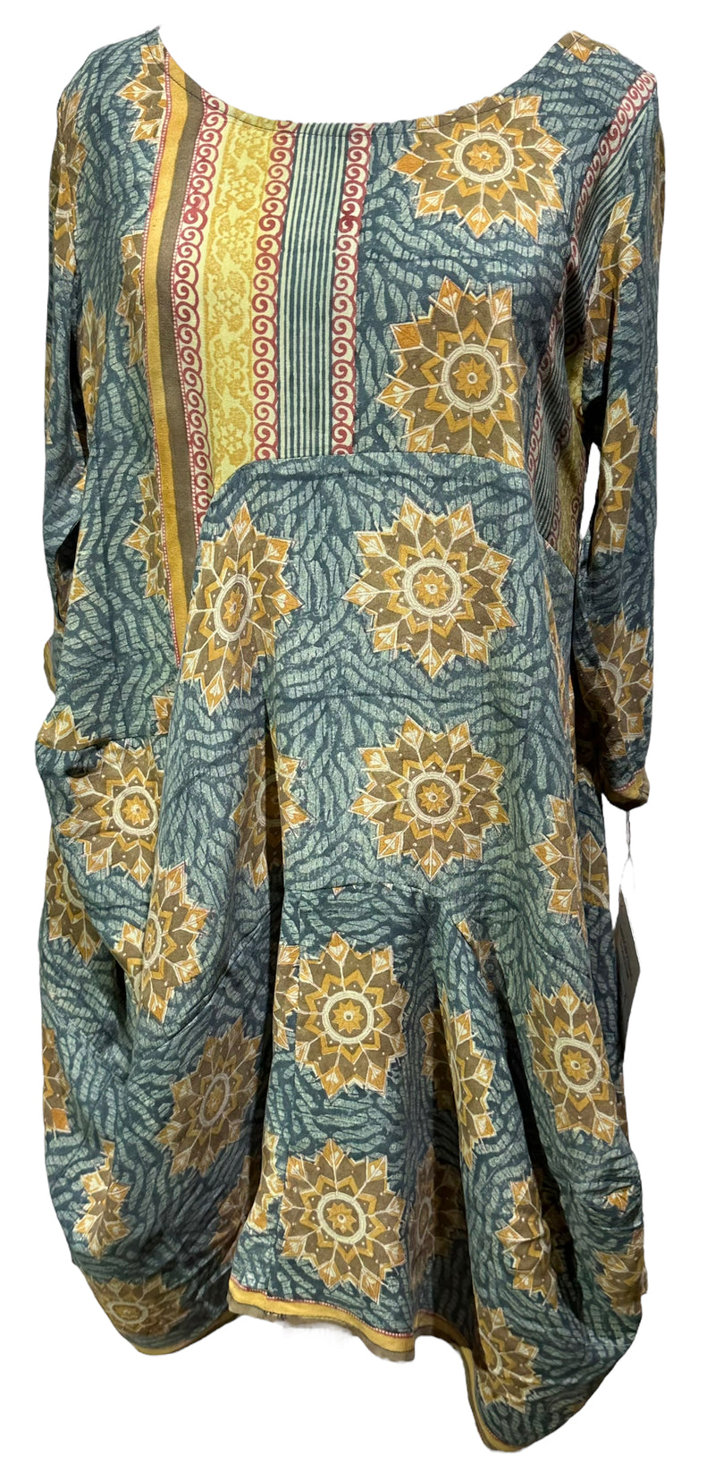 PRC4239 Avatar Pure Silk Sculptural Long Tunic Dress