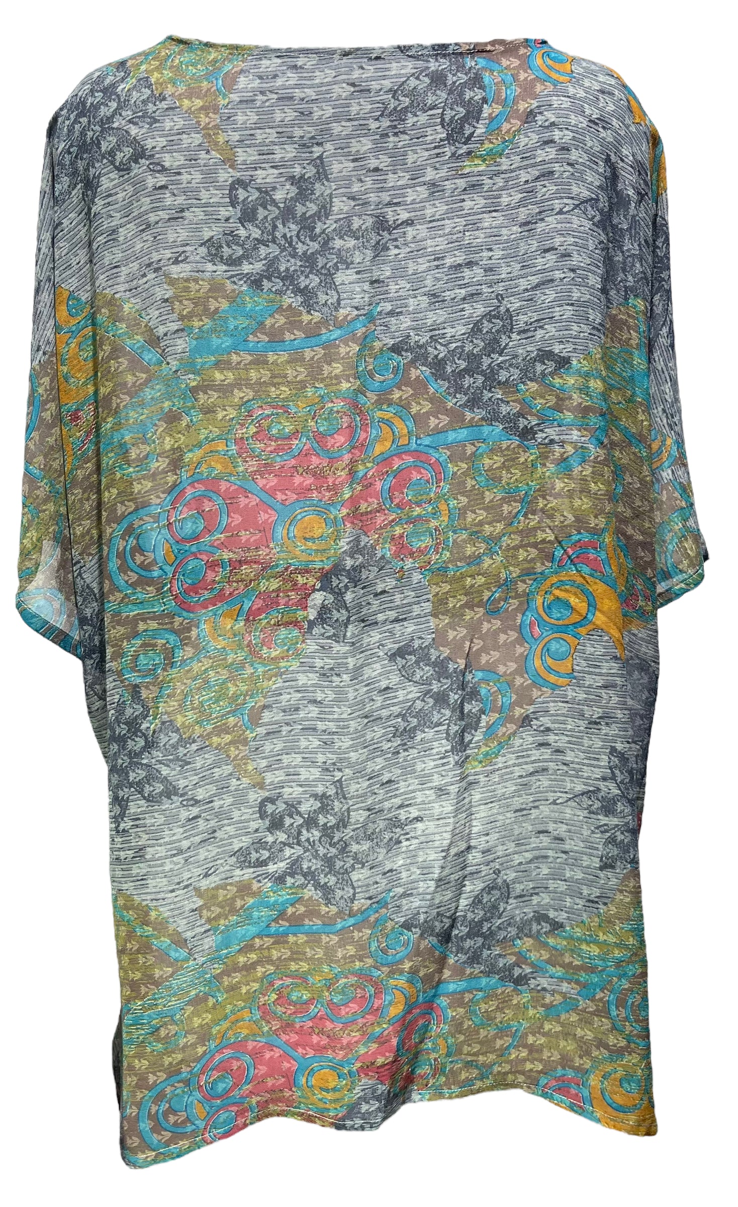 PRG4857 Sheer Avatar Pure Silk Kimono-Sleeved Jacket with Belt