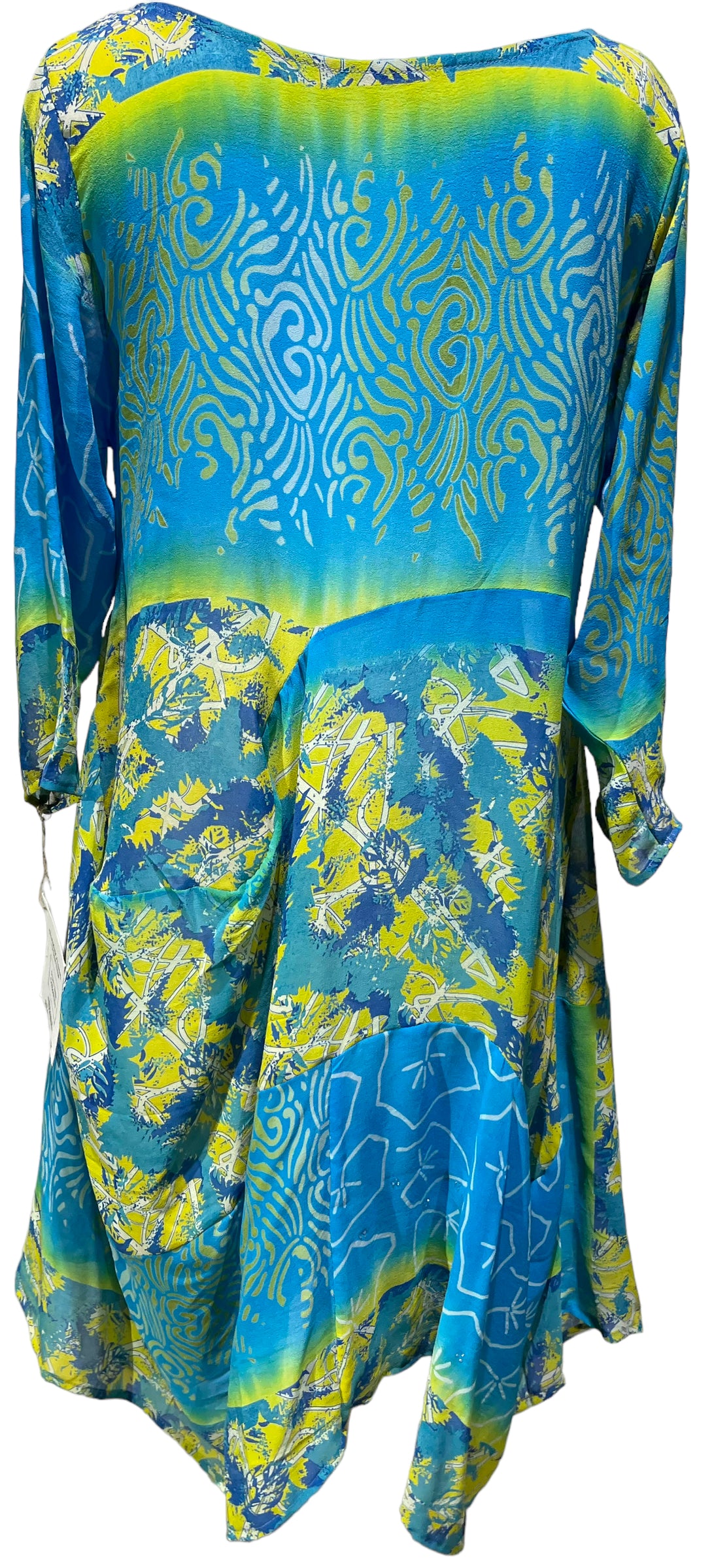 PRG4031 Sheer Avatar Pure Silk Sculptural Long Tunic Dress