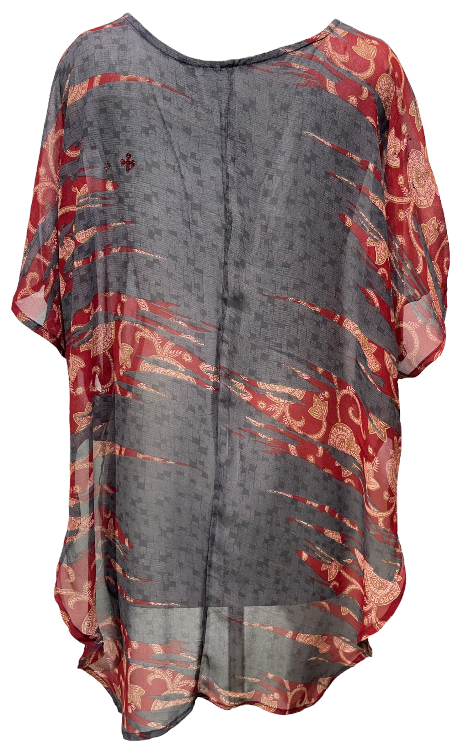 PRG5154 Sheer Avatar Pure Silk Waterfall Top