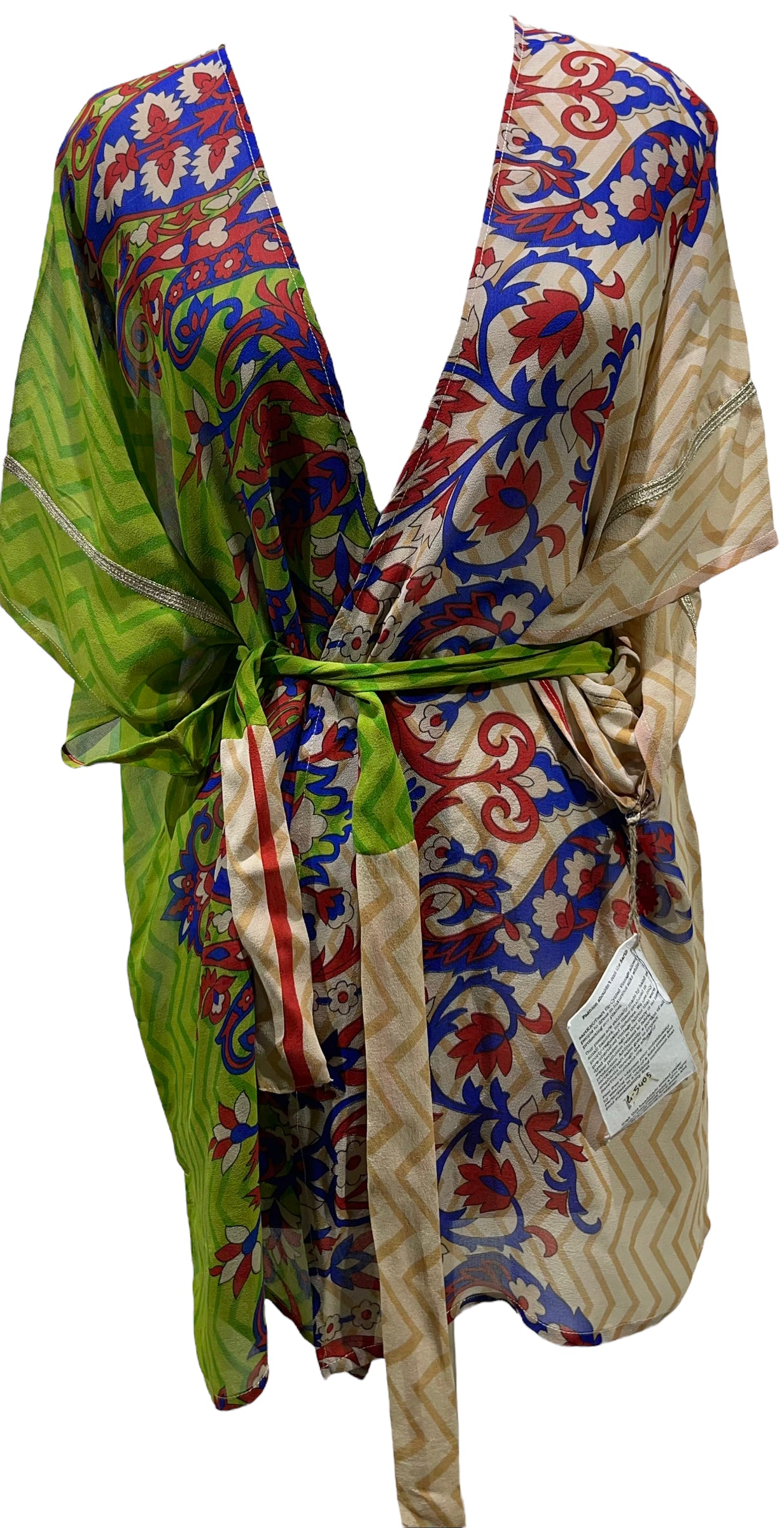 PRG5405 Sheer Avatar Pure Silk Kimono-Sleeved Jacket with Belt