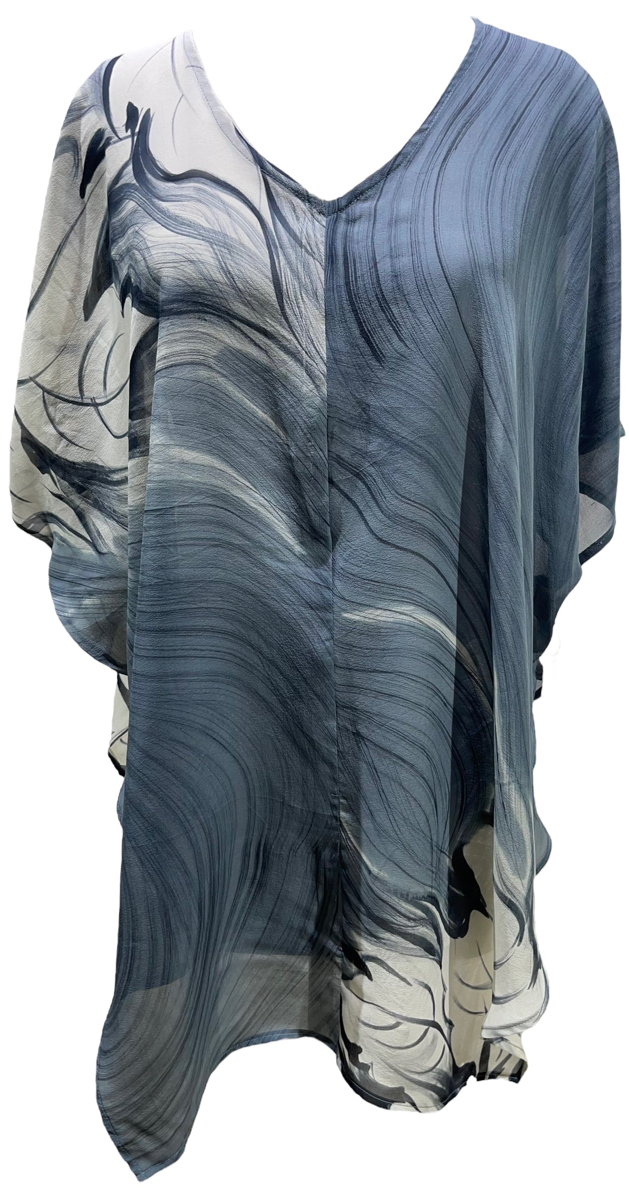 PRG5706 Sheer Avatar Pure Silk Waterfall Top