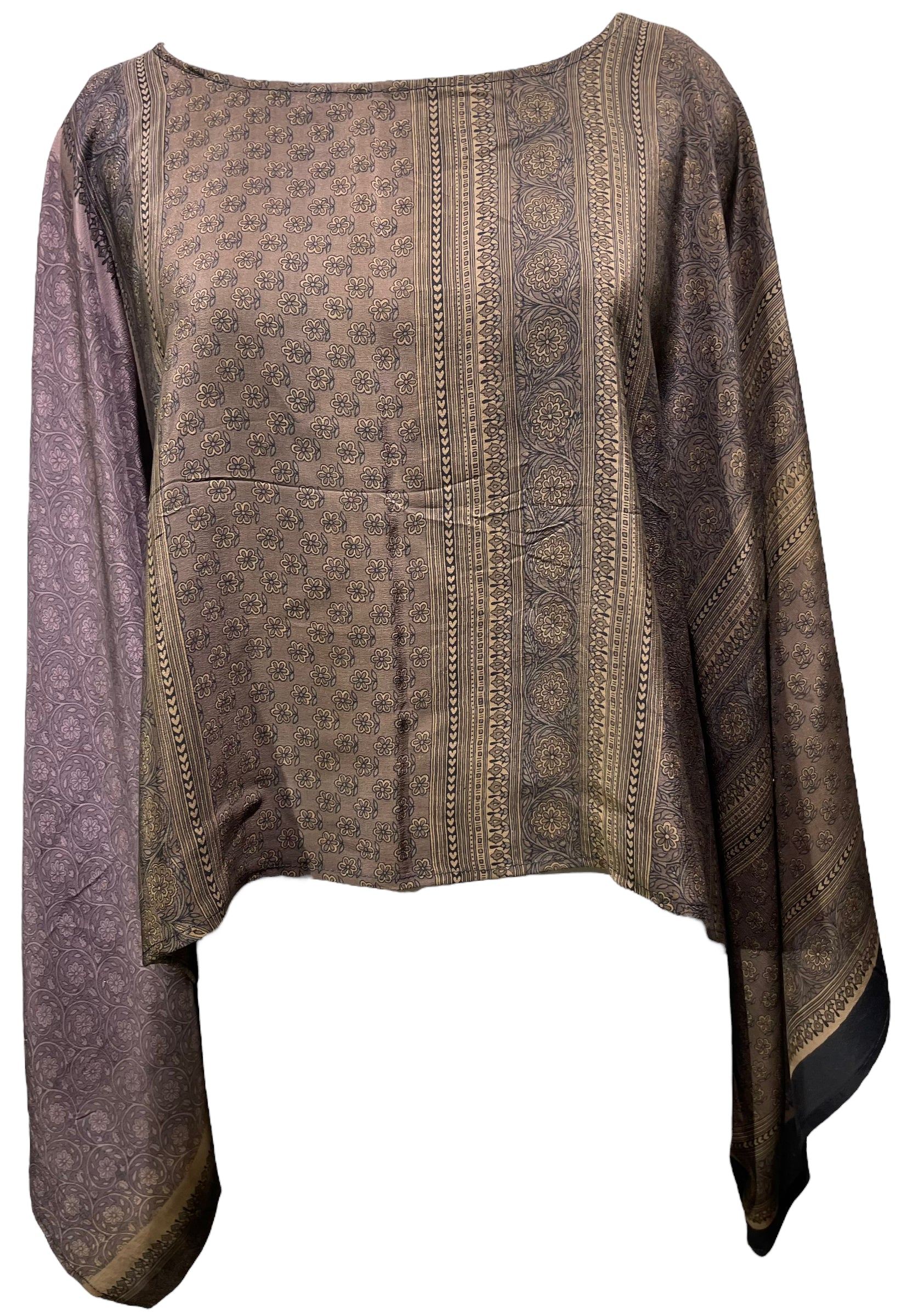 PRC4565 Wabi Sabi Pure Silk Kimono-Sleeved Top