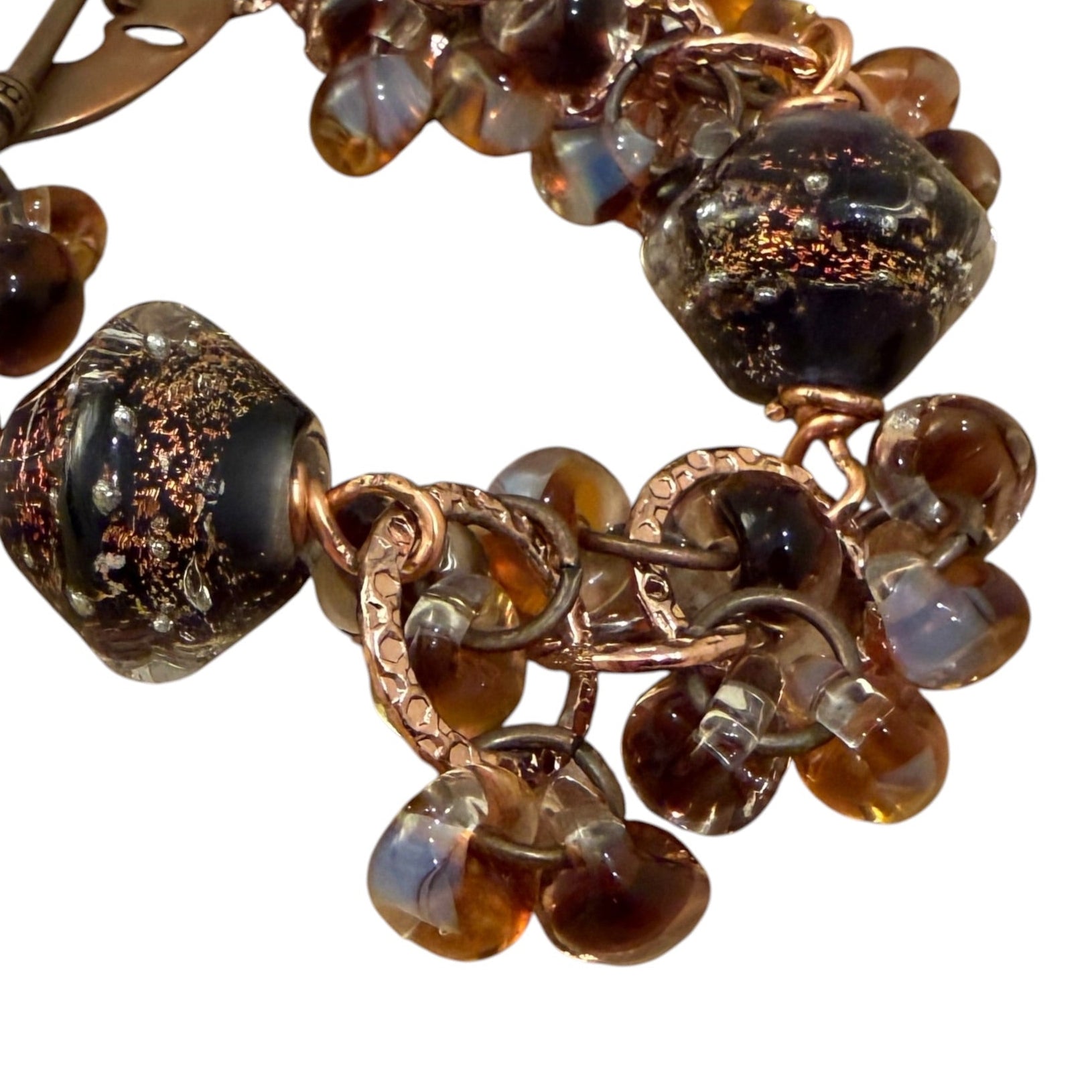 Brown and Copper Lampwork Glass Bracelet
