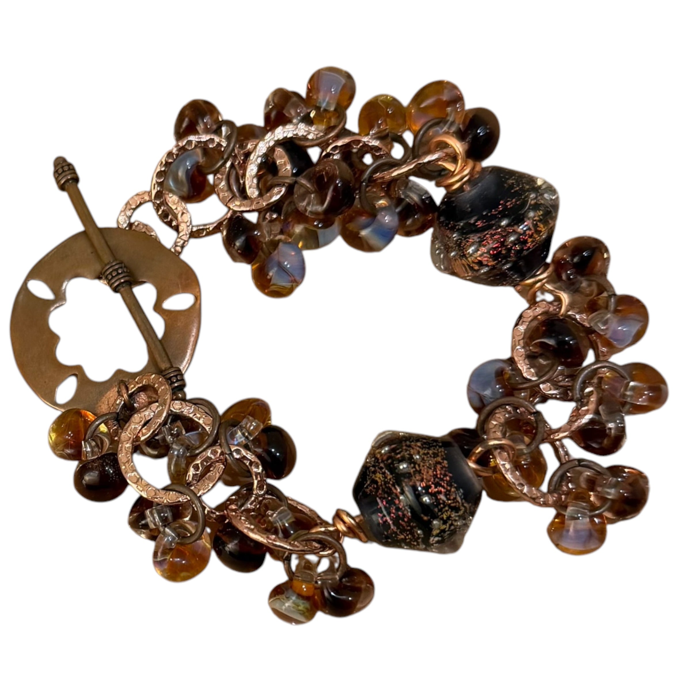 Brown and Copper Lampwork Glass Bracelet