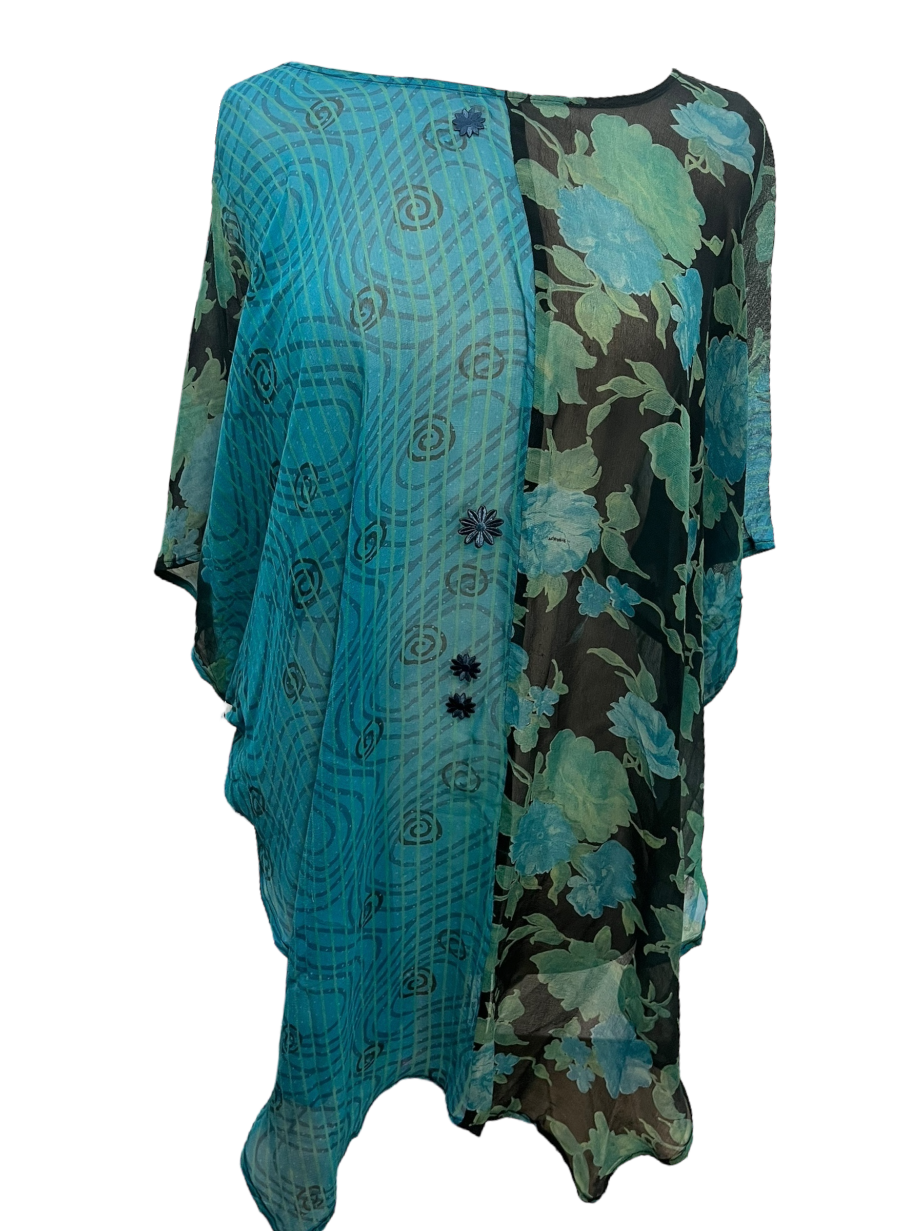 PRG7267 Sheer Avatar Pure Silk Waterfall Top