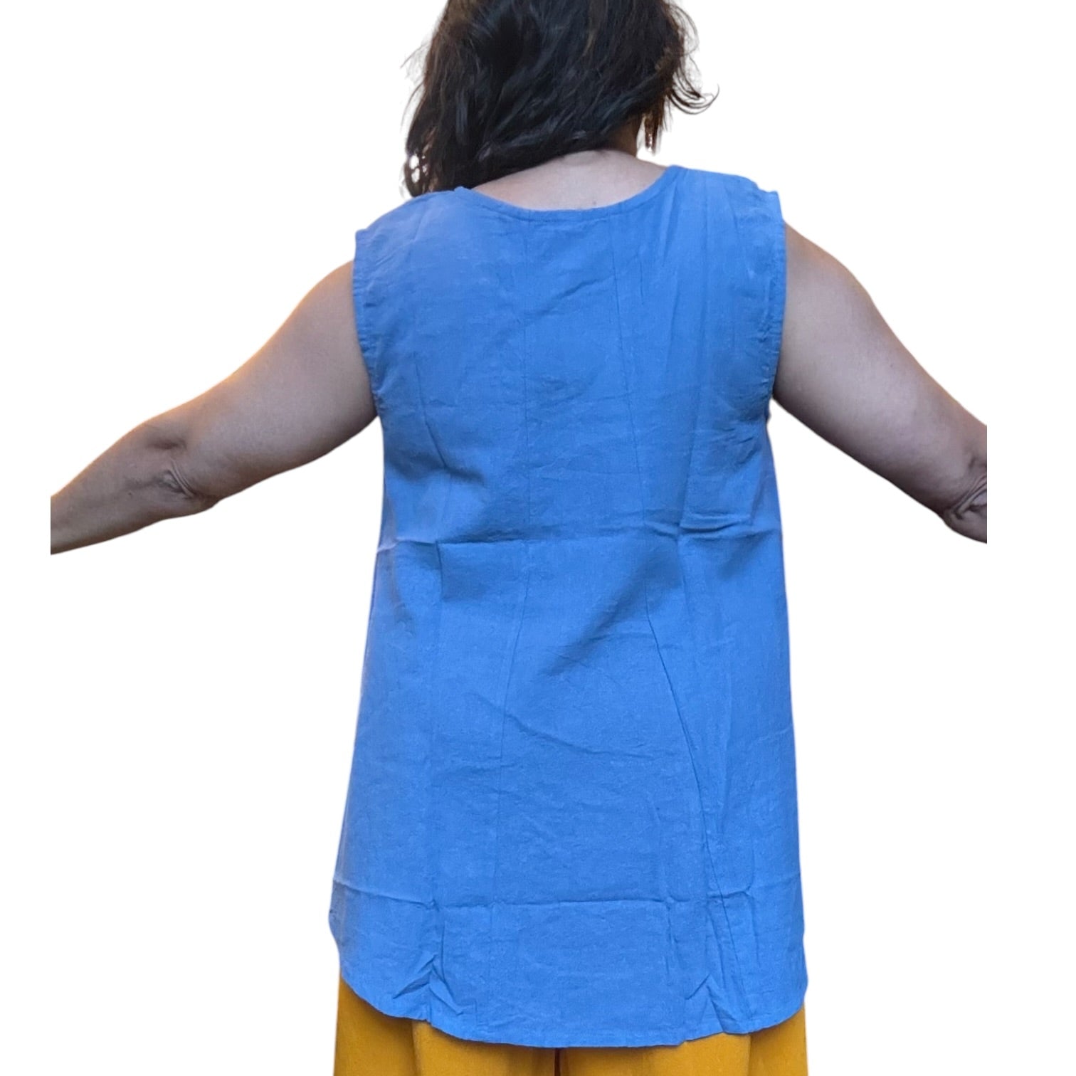 Denim Blue Cotton Swing Tank Top
