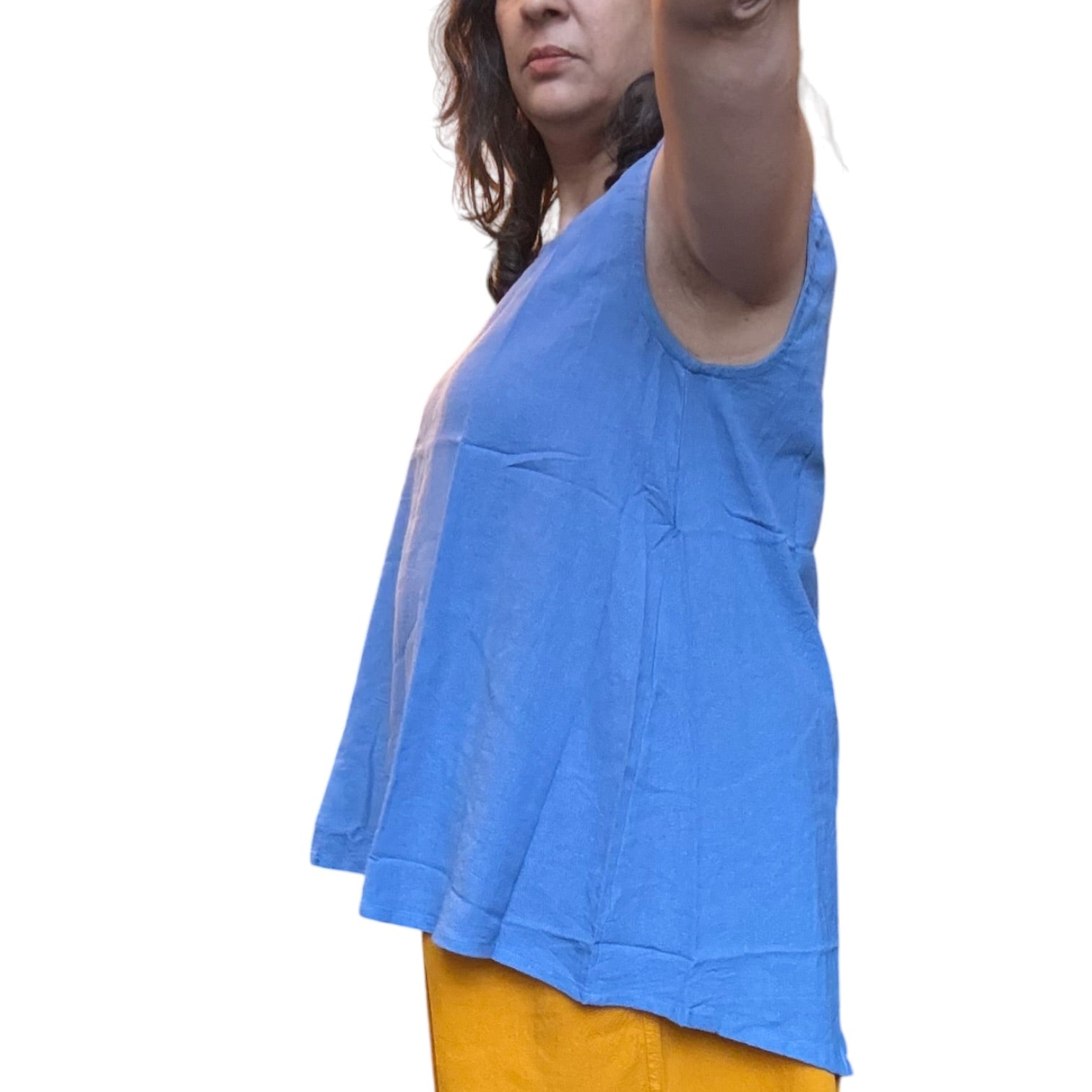 Denim Blue Cotton Swing Tank Top