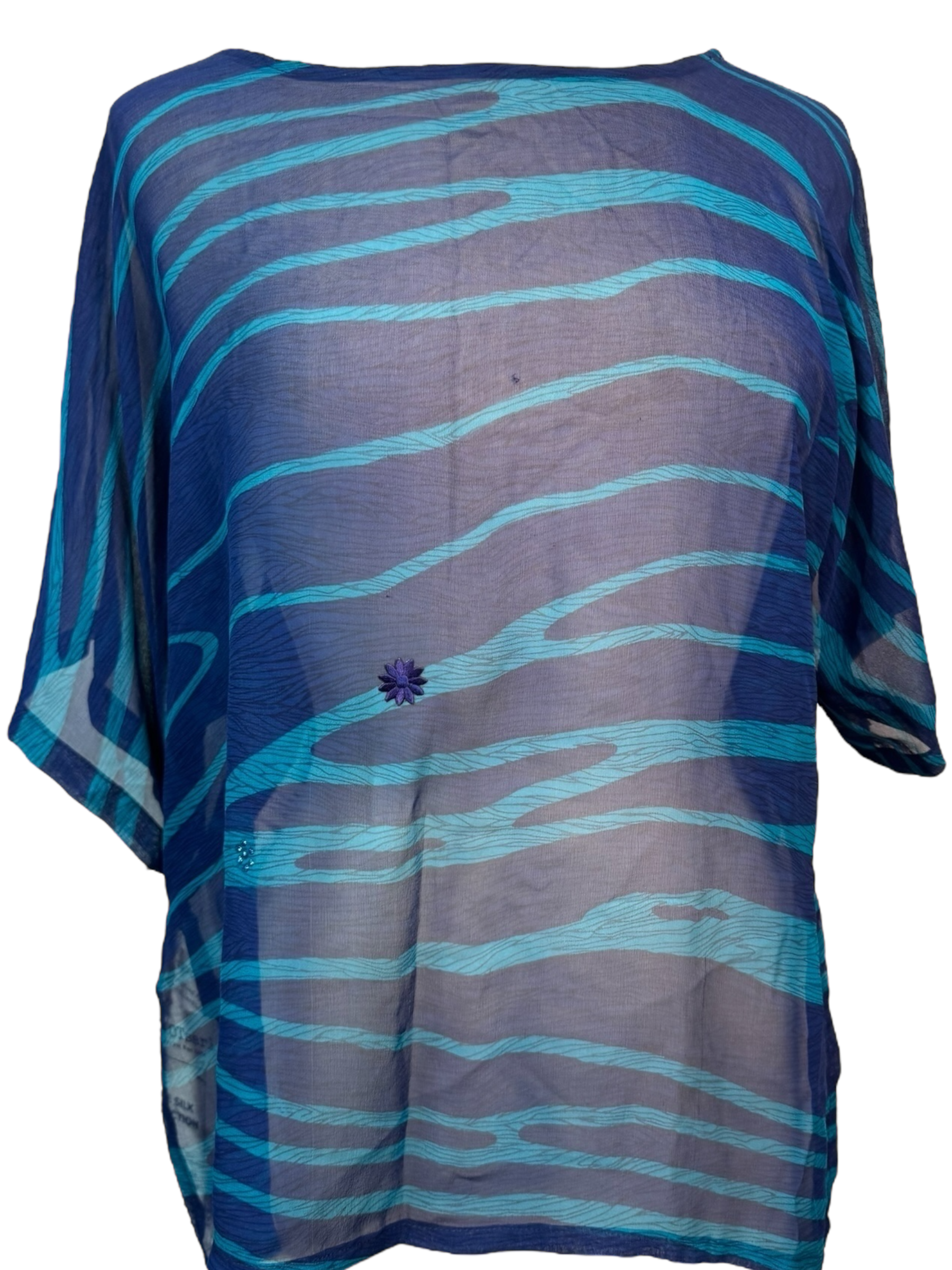 DEEANNS PRG6839 Sheer Avatar Pure Silk Side Slit Top