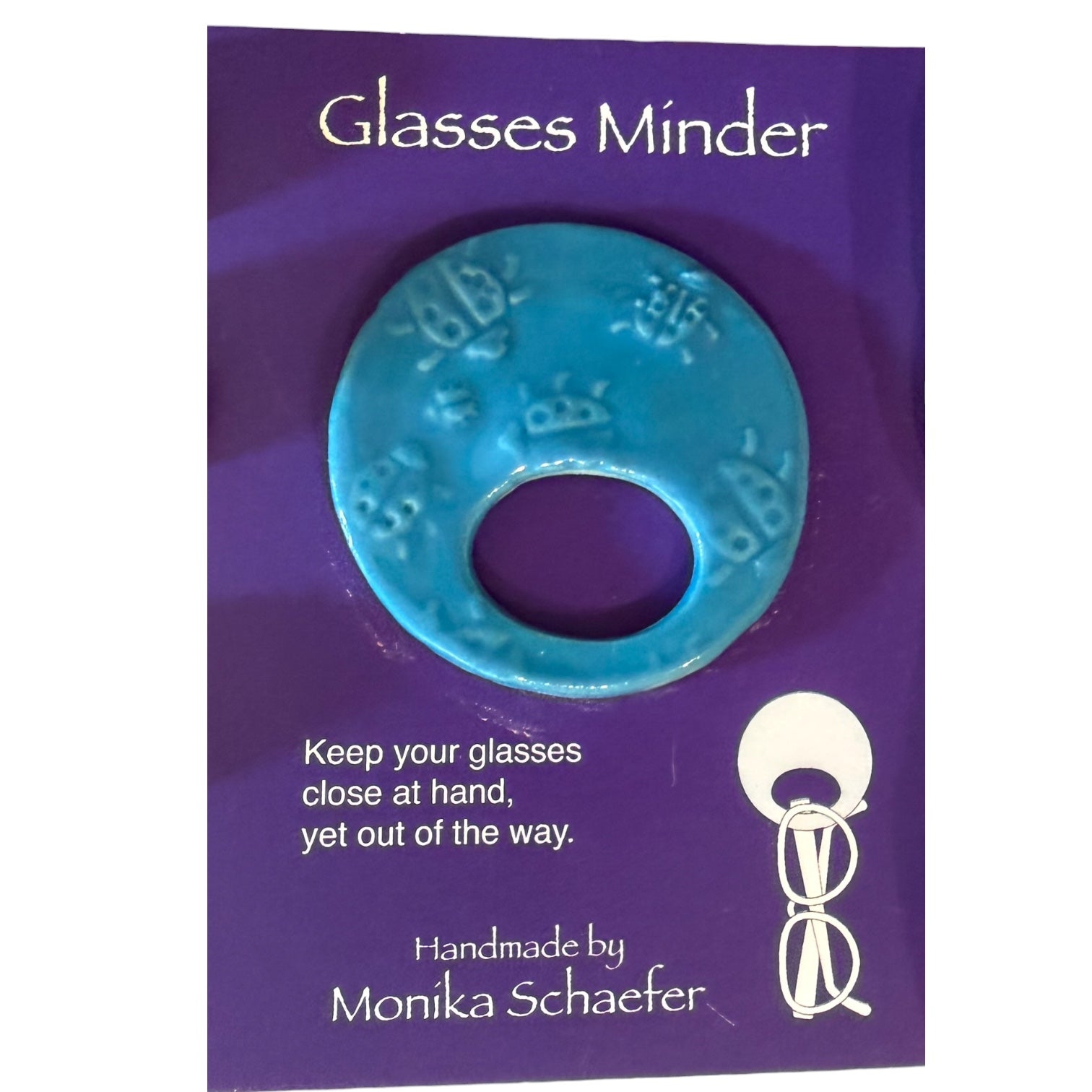 Teal Blue Ladybug Ceramic Glasses Minder