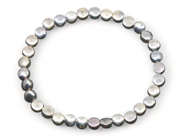 Elasticized Disc Bracelet In Silver Plate