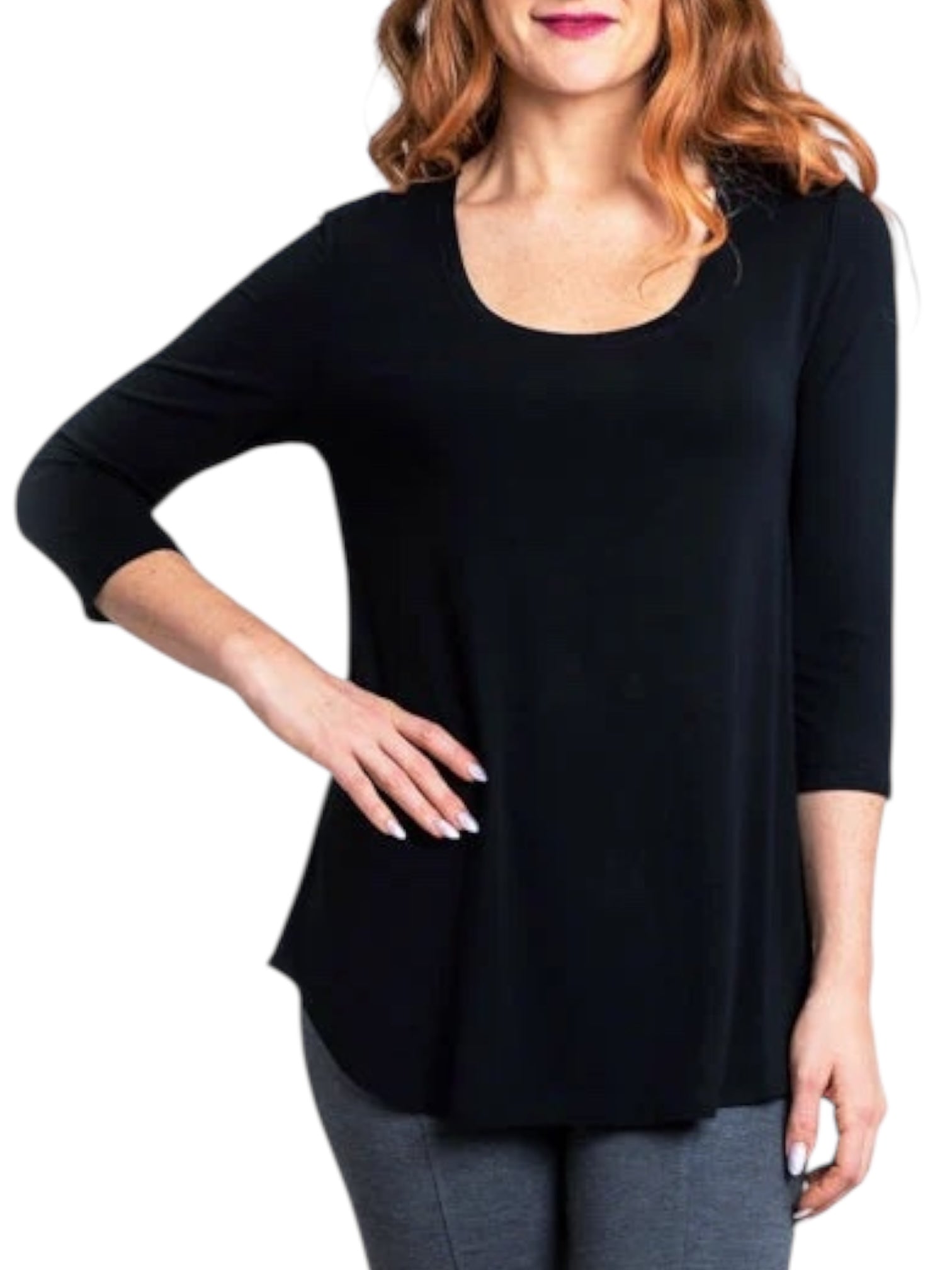 Jazz 3/4 Sleeve Black Bamboo Top