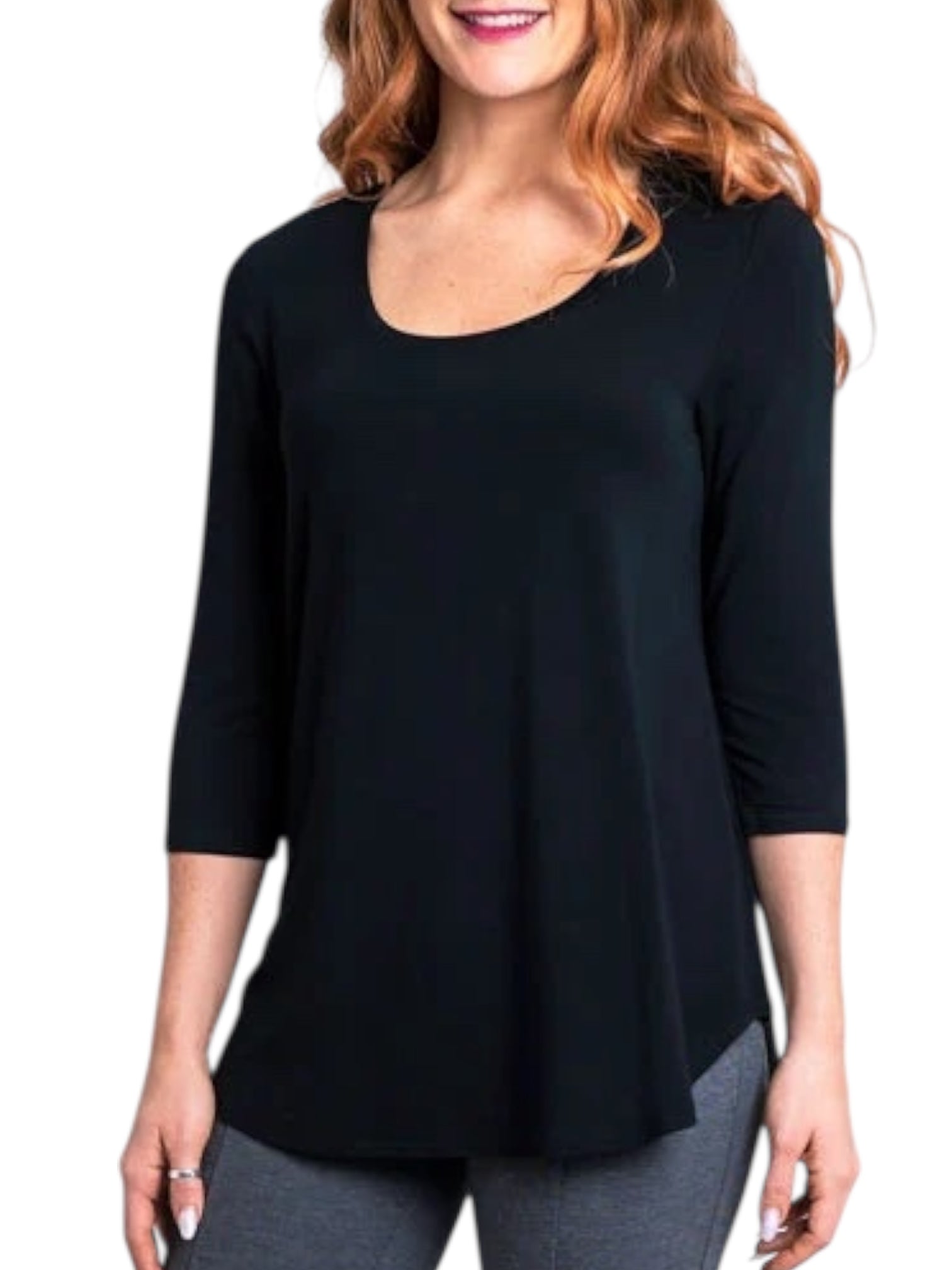 Jazz 3/4 Sleeve Black Bamboo Top