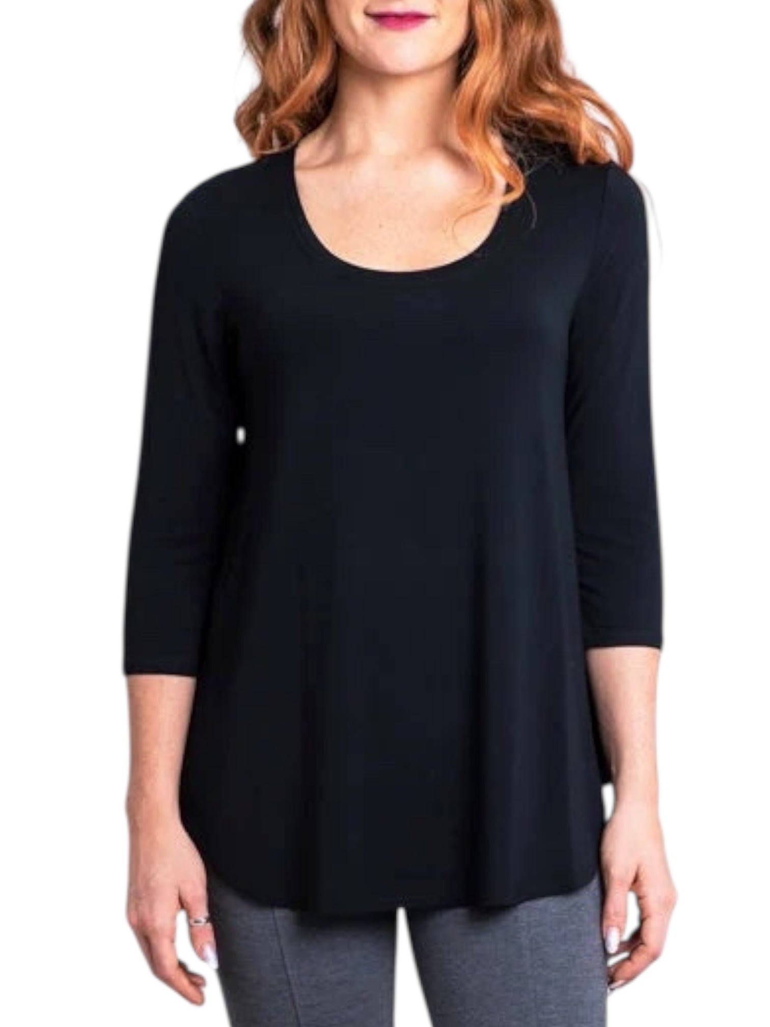 Jazz 3/4 Sleeve Black Bamboo Top