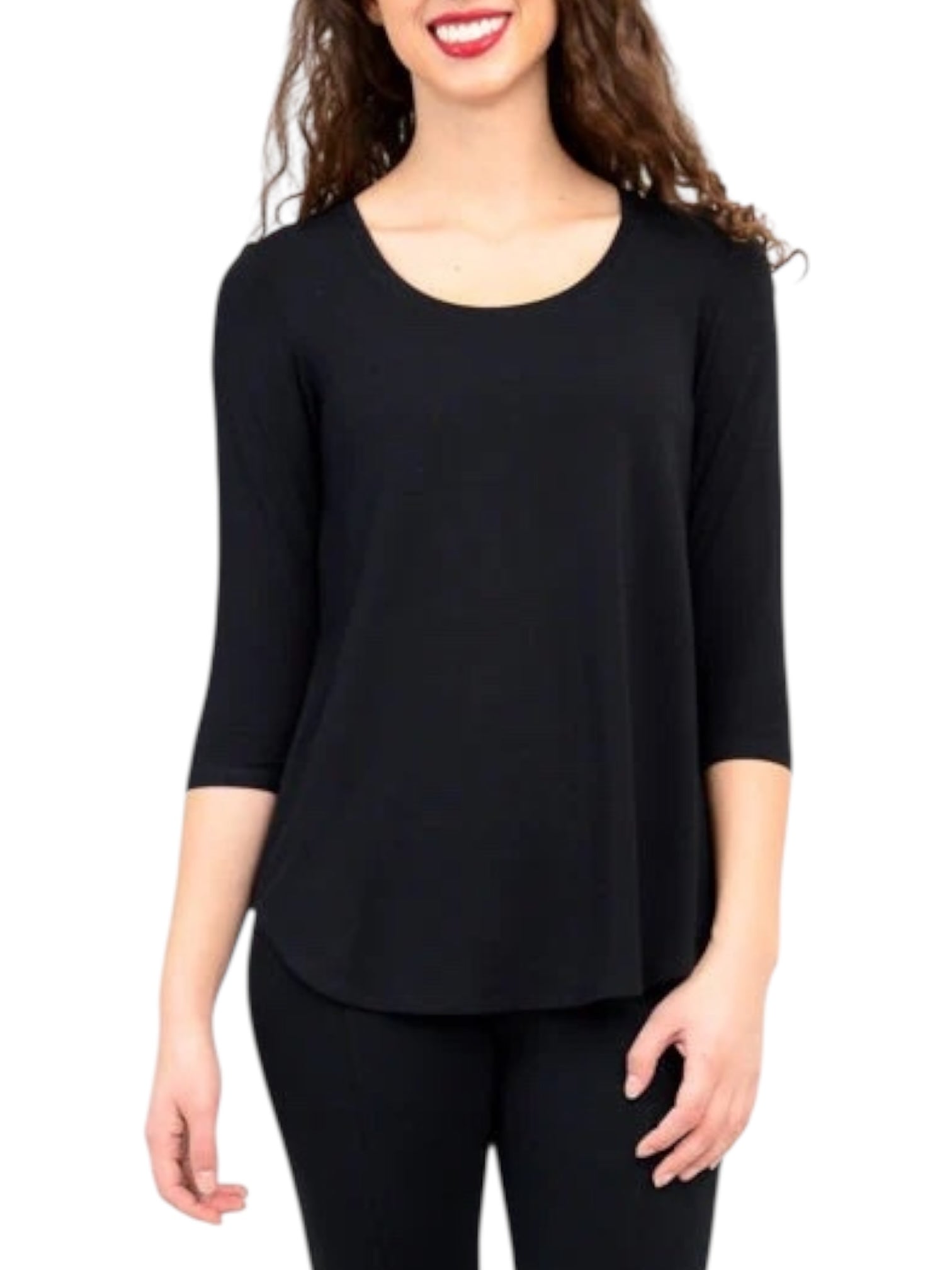 Jazz 3/4 Sleeve Black Bamboo Top