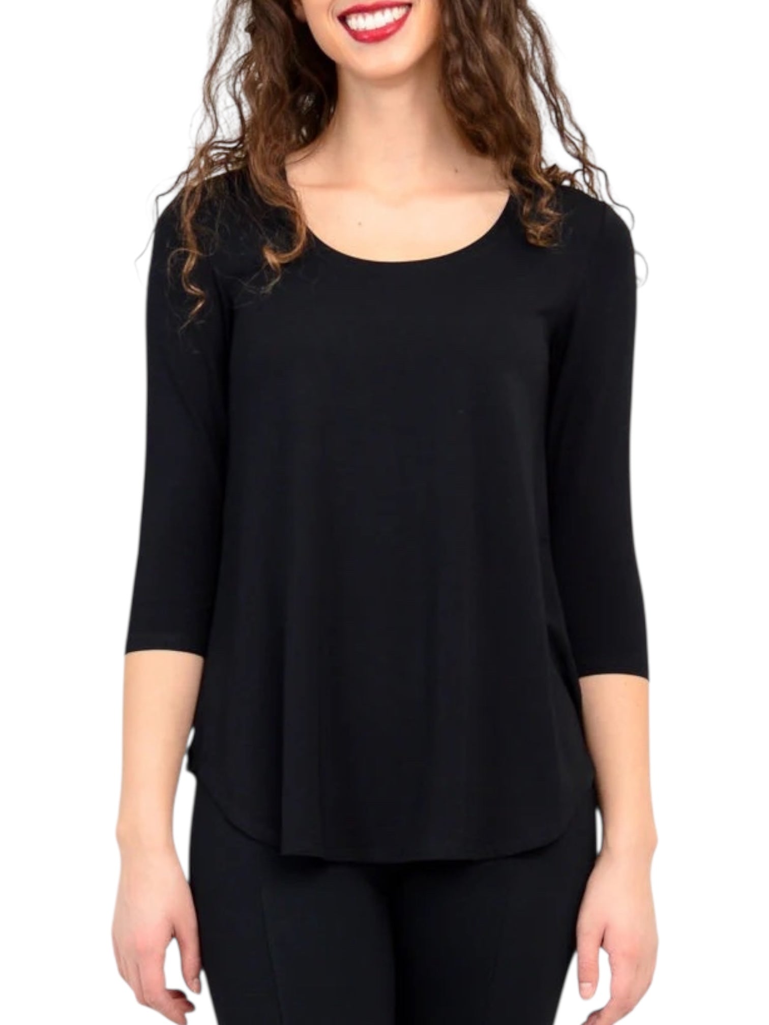 Jazz 3/4 Sleeve Black Bamboo Top