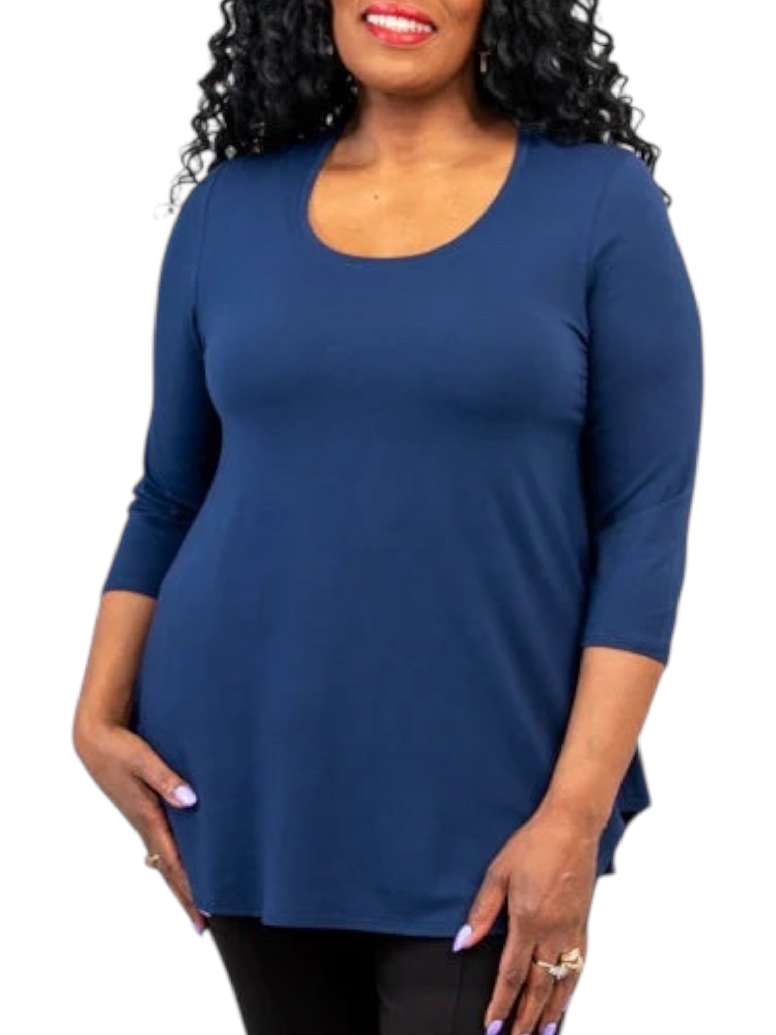 Jazz 3/4 Sleeve Indigo Bamboo Top